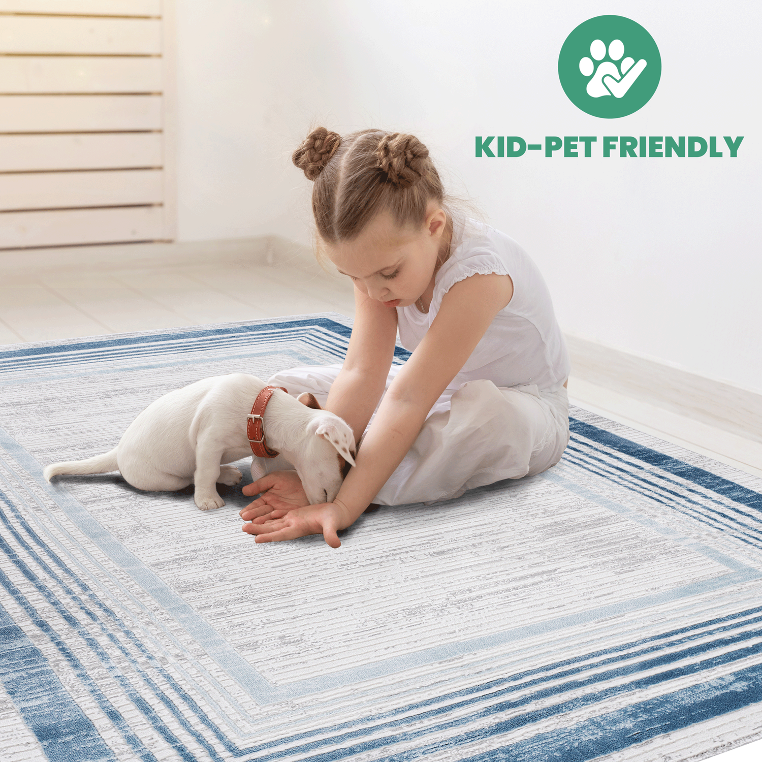 NAAR MARFI Collection Bordered Non-Shedding and Stain Resistant Area Rug