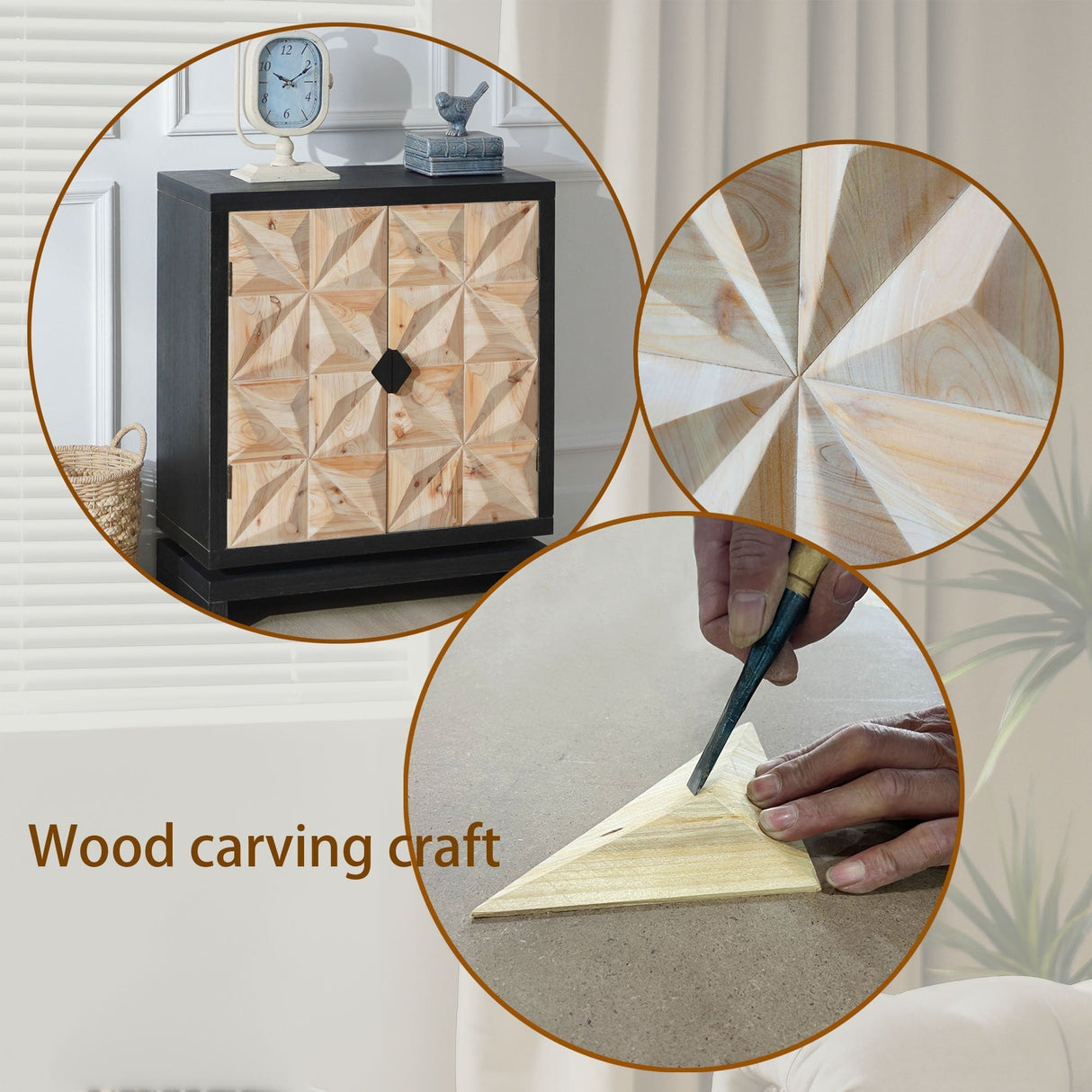 3D Geometric Double-Door Cabinet