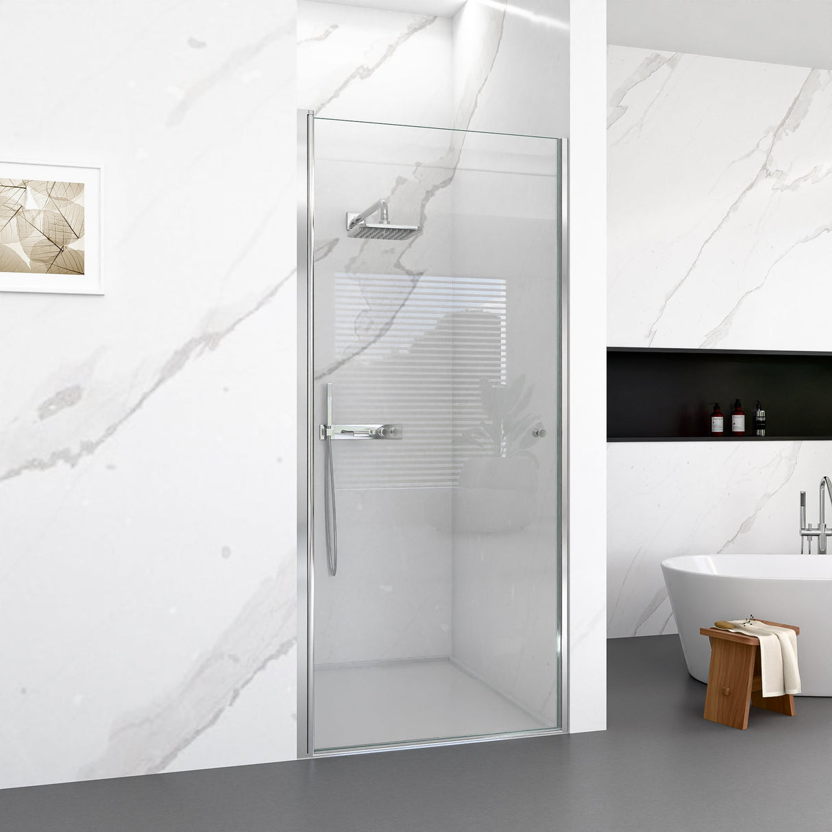 32"W x 72"H Frameless Circular Pivot Shower Door
