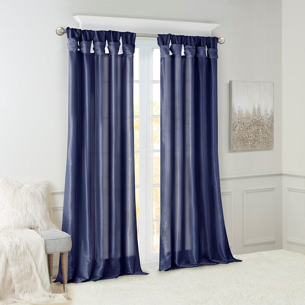Twist tab lined window curtain panel navy 50x120"