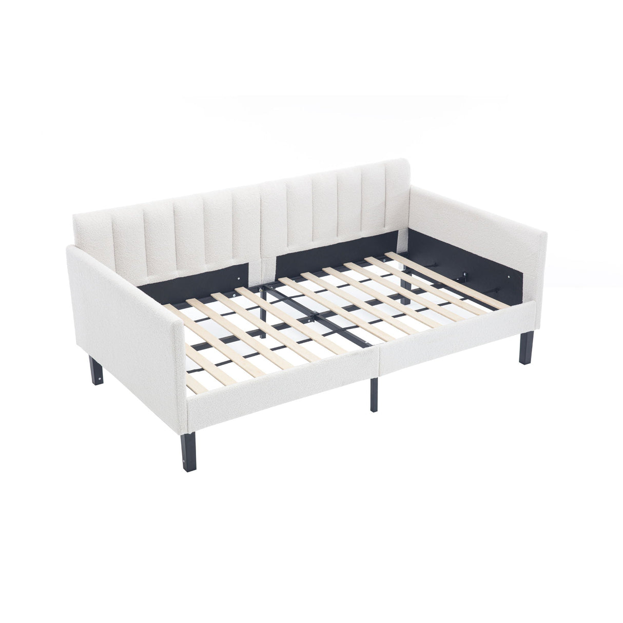 Elena - Boucle Upholstered Daybed, Ribbed Tufted Backrest