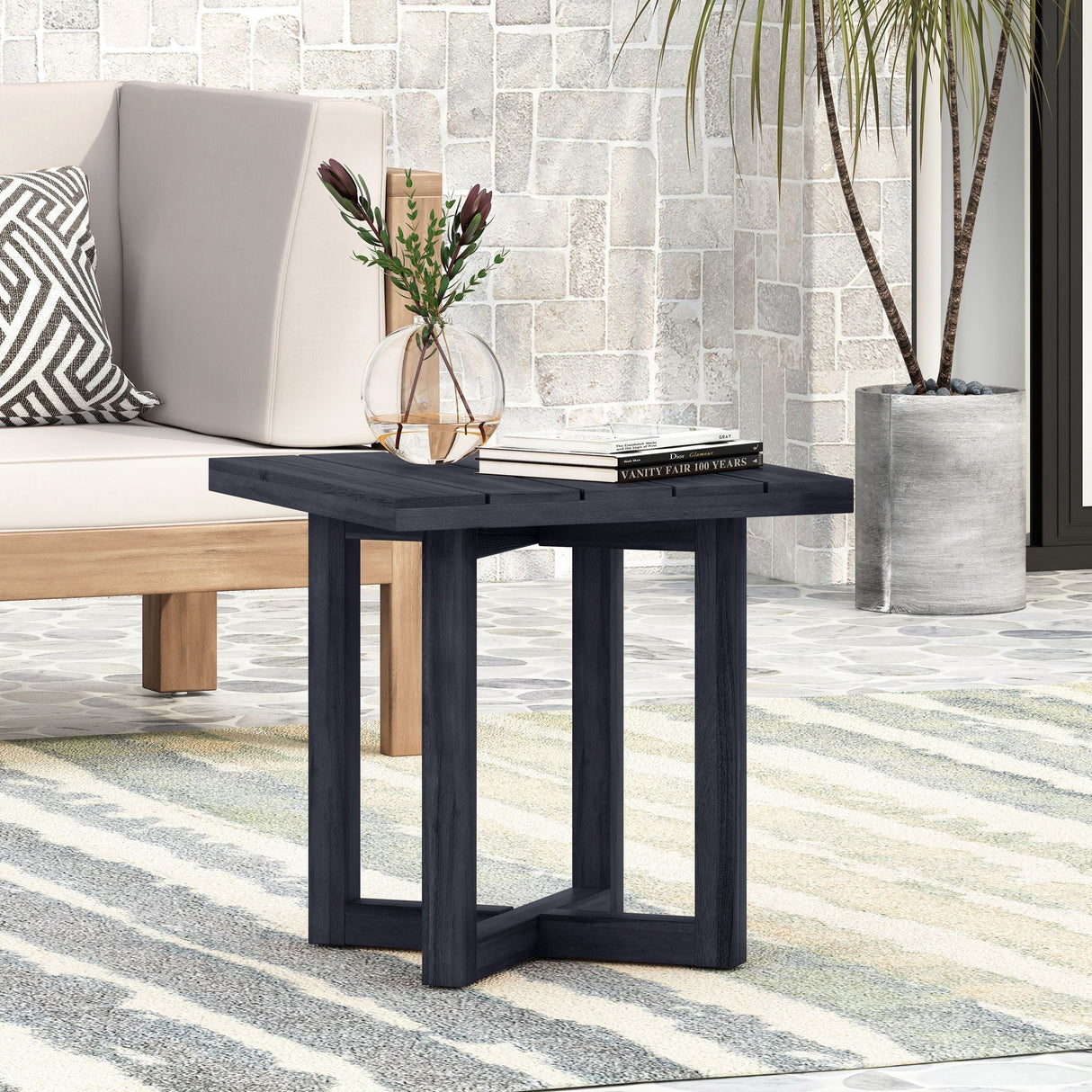 Ella Square Side Table With Cross Stretcher Base