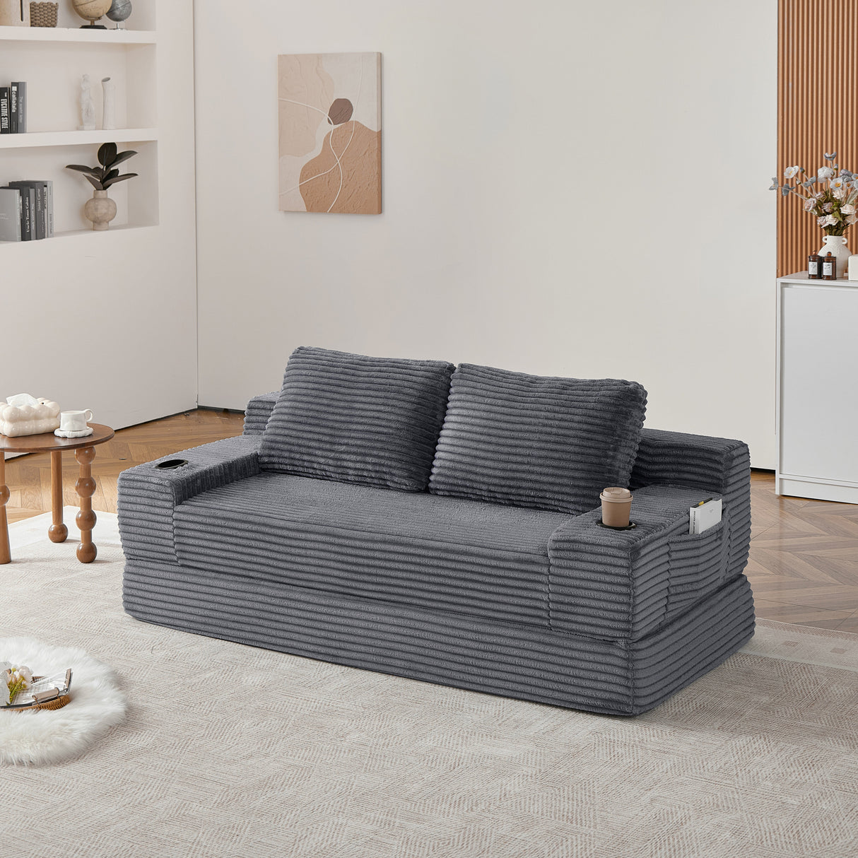 70.8-Inch Corduroy Two-In-One Sofa Bed