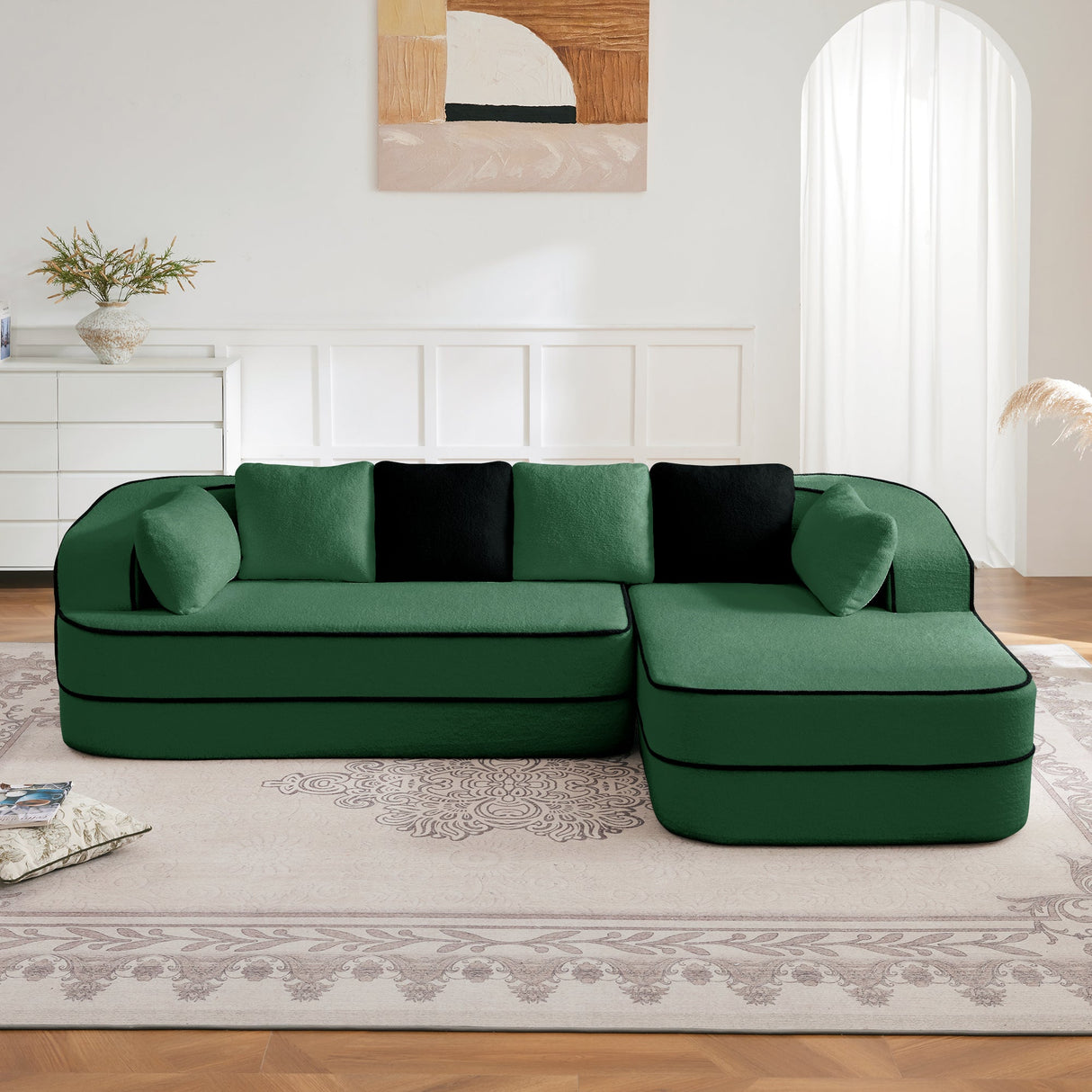 106" Teddy Fabric Boneless Sofa