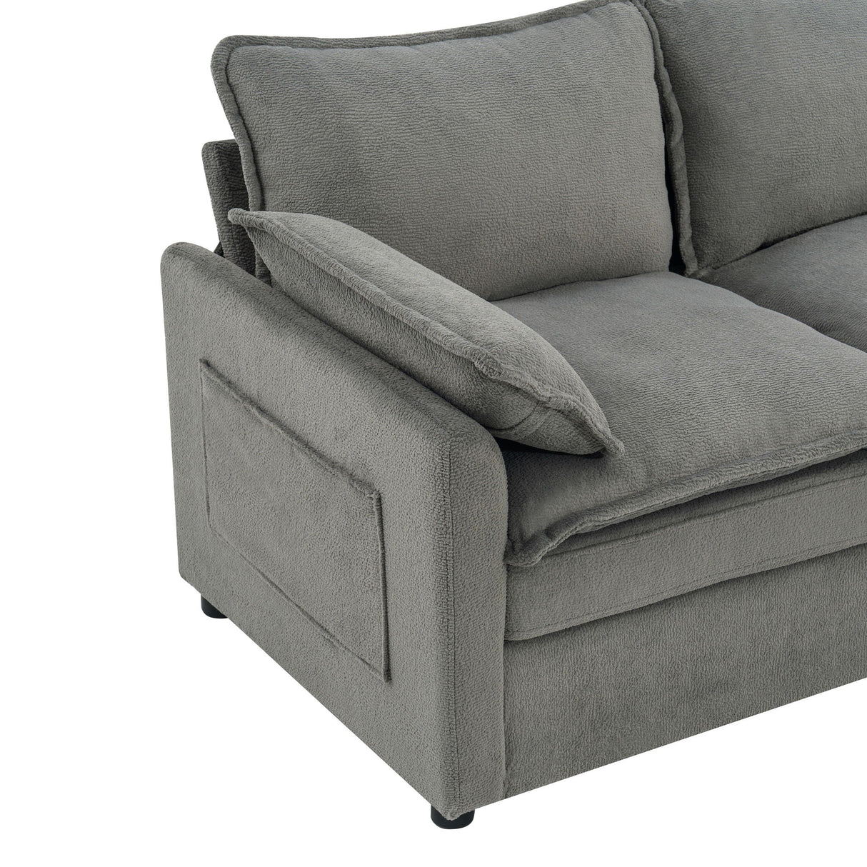 Modern Loveseat Sofa, Upholstered Couch With Side Storage Pockets