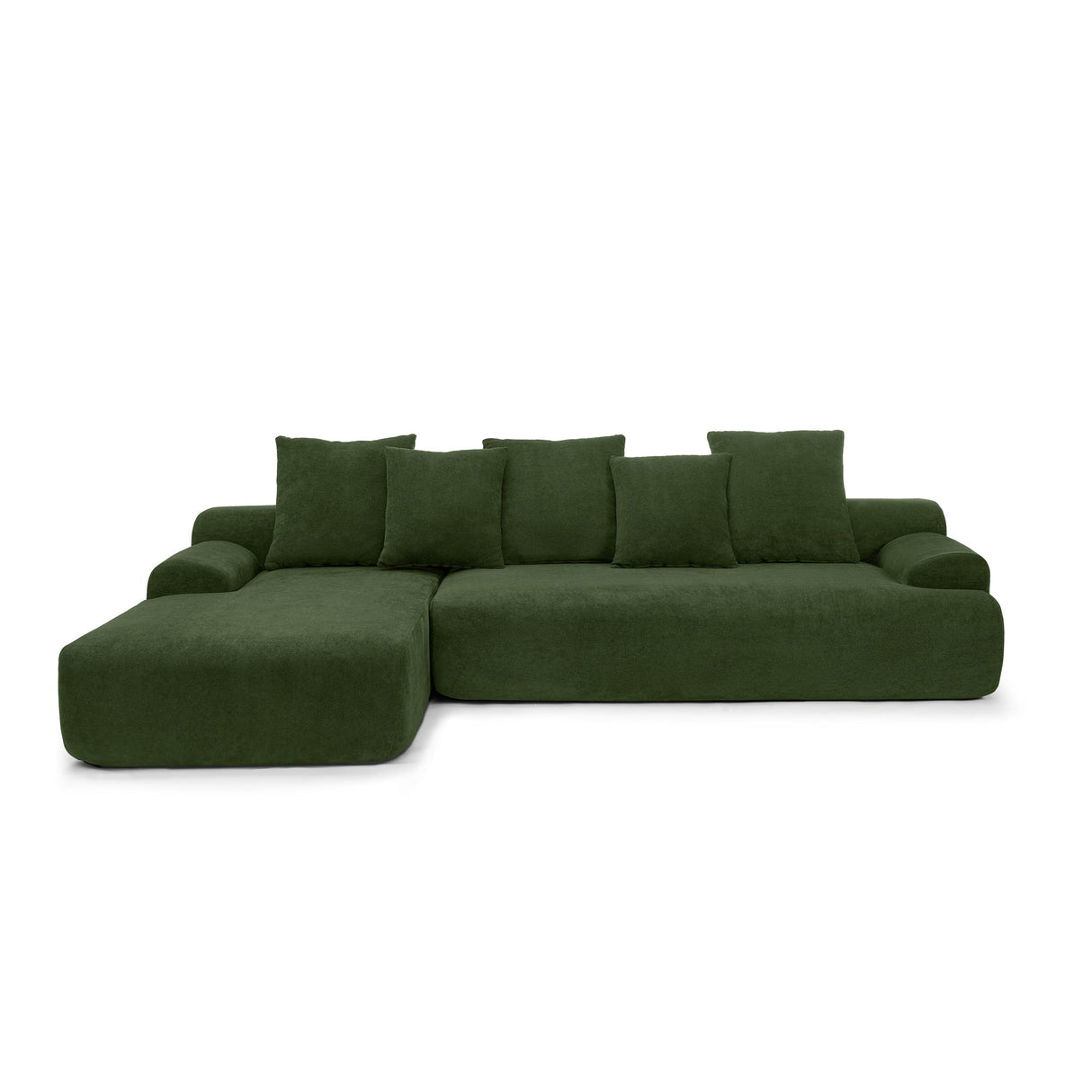 110.25x67'' Modern Upholstered L-Shape Sectional Sofa Velvet Green