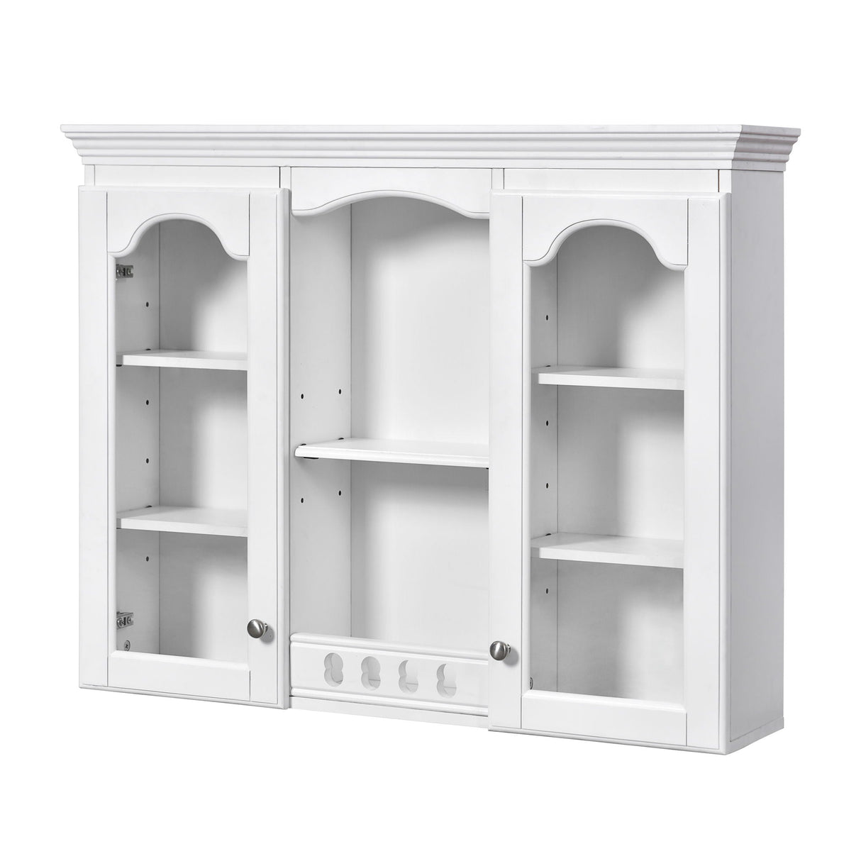 Wall-Mounted Medicine Cabinet With 2 Glass Doors, Adjustable Shelves - White