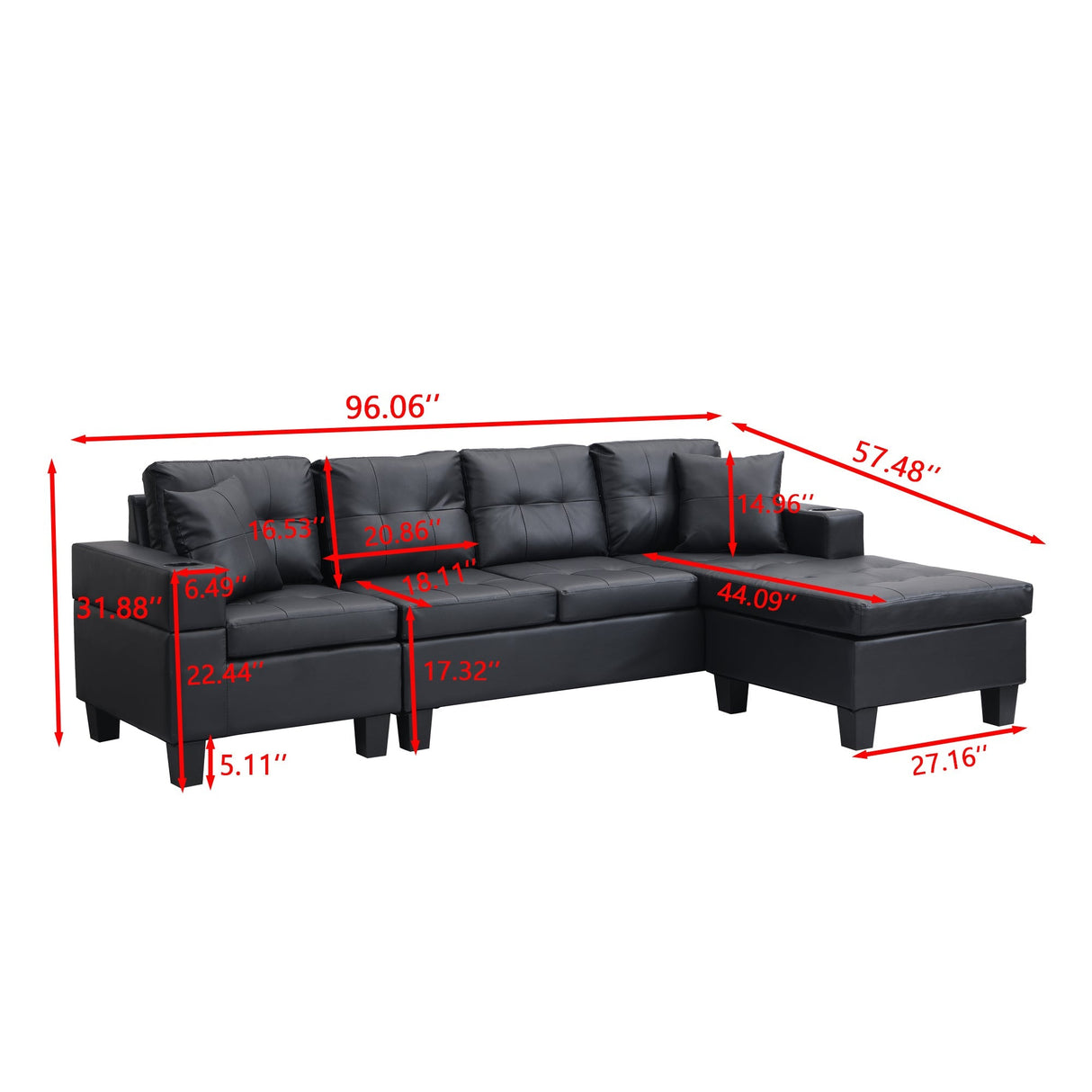 Modern Sectional Sofa Set with L Shape Chaise Lounge