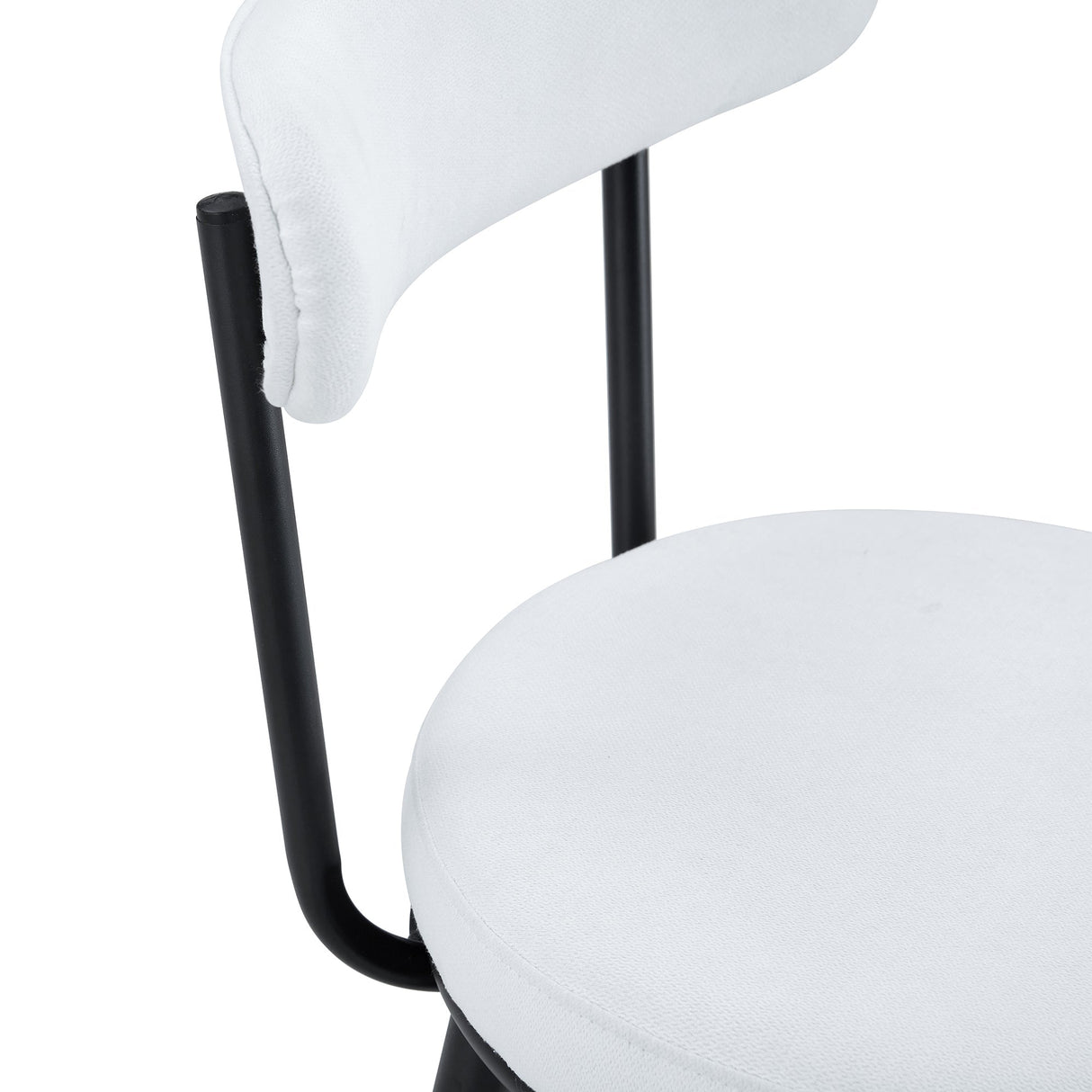 Fashionable Ergonomic High Legged Bar Chairs with White Fabric Cushions - Set of 2