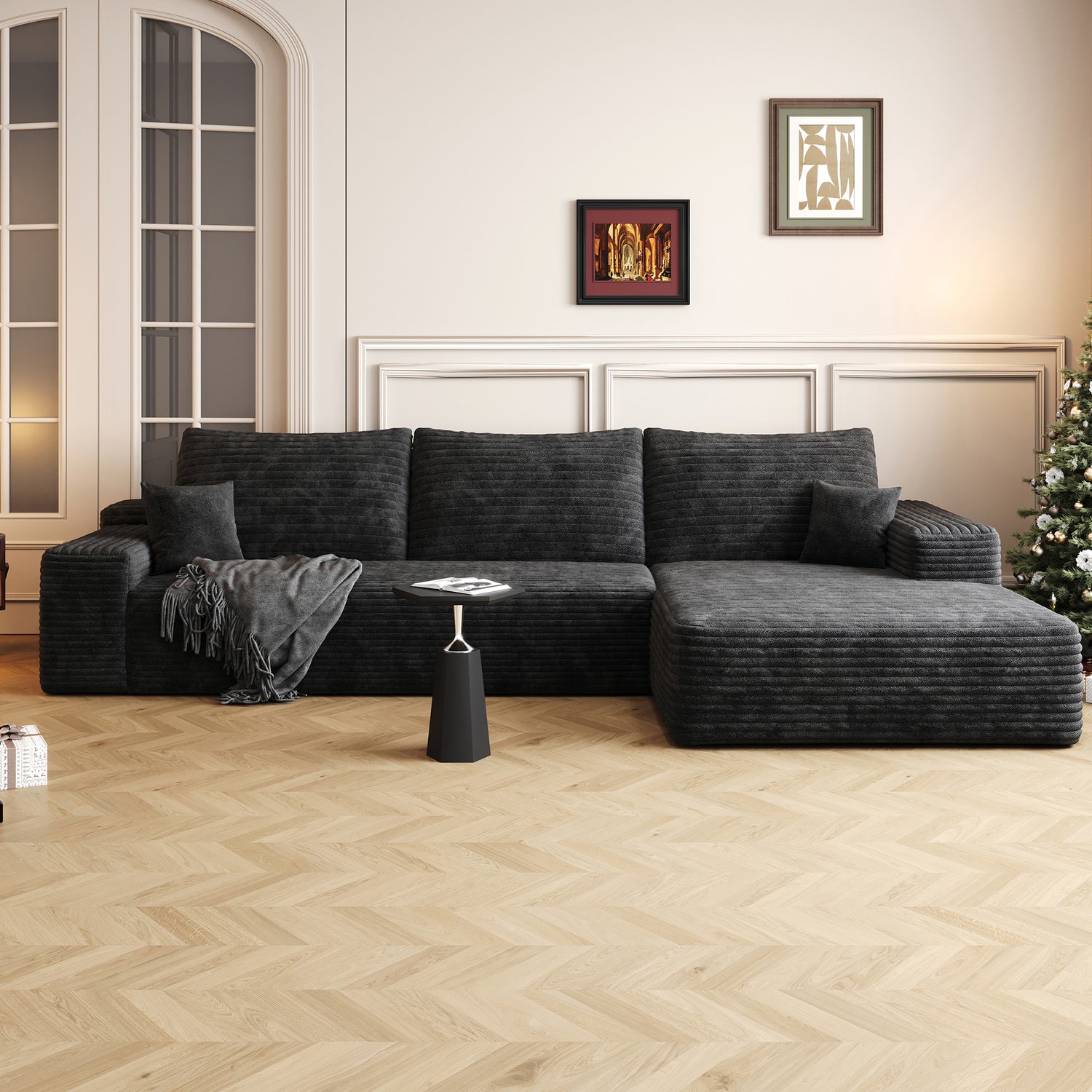 107' Cloud Sectional Couch with L-Shape Chaise,Modern Modular Sofa with Deep Seat, Upholstered Couches