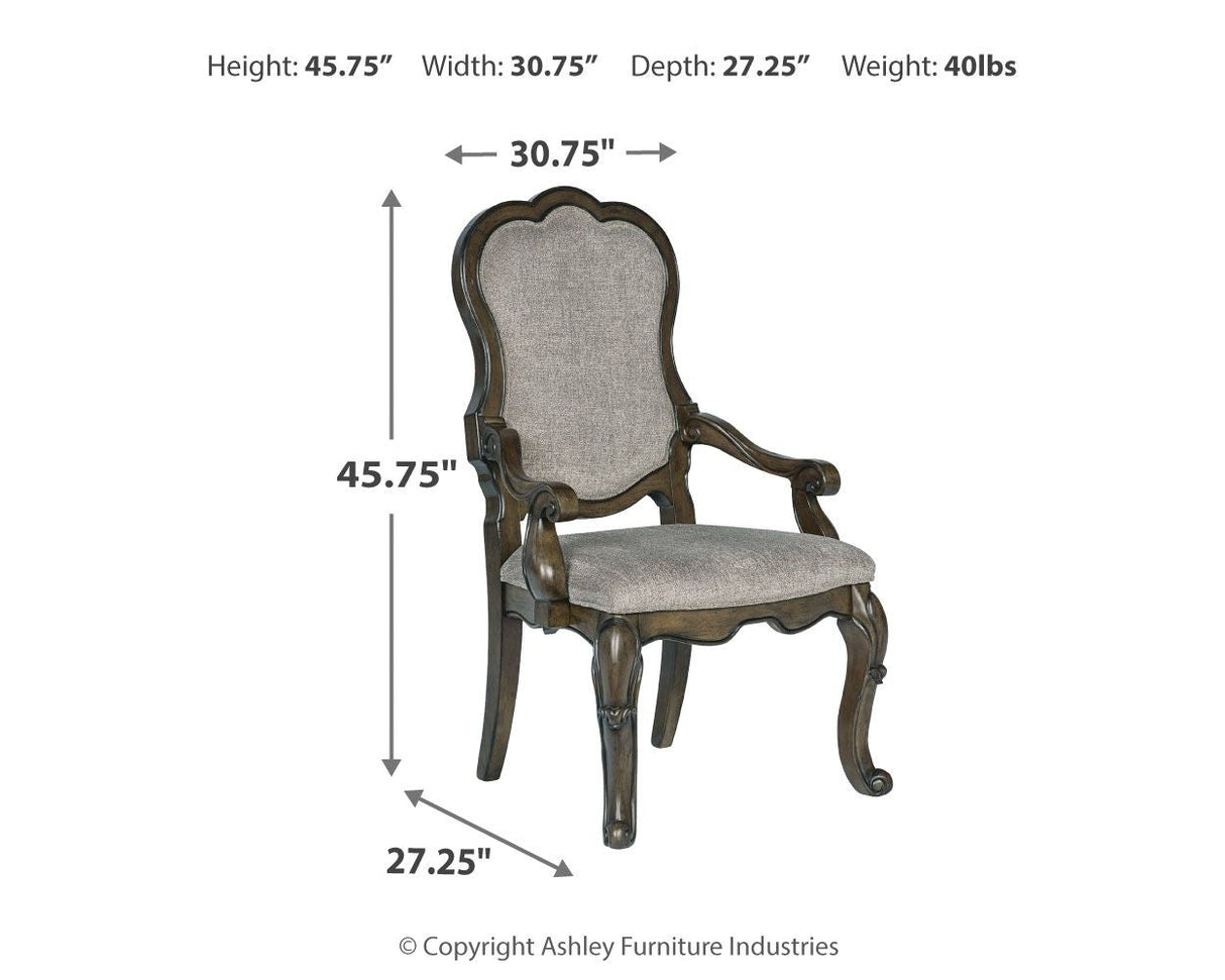Maylee - Dining Upholstered Arm Chair (Set of 2) - Dark Brown