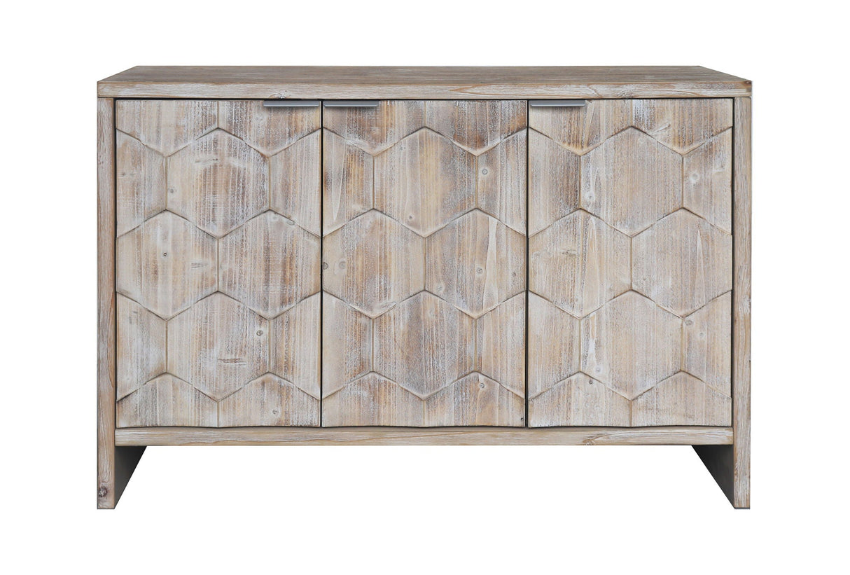 Accent Cabinet Farmhouse Style 3 Door Wooden Cabinet Sideboard Buffet Server Cabinet Storage Cabinet, For Living Room - Natural Wood Wash