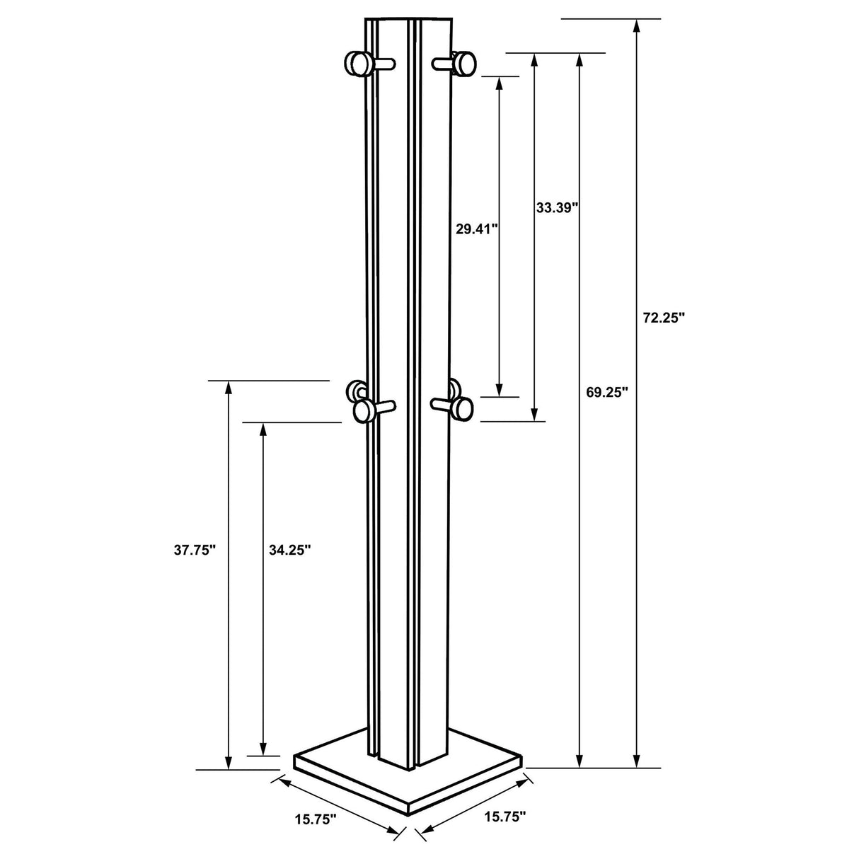 Rawlins - Coat Rack With 8 Hooks - Walnut
