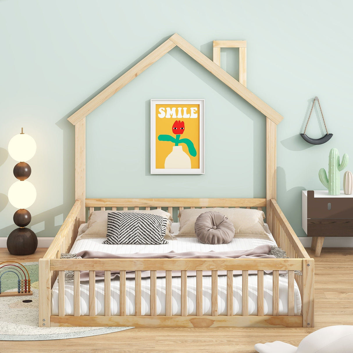 House Platform Bed With Guardrail