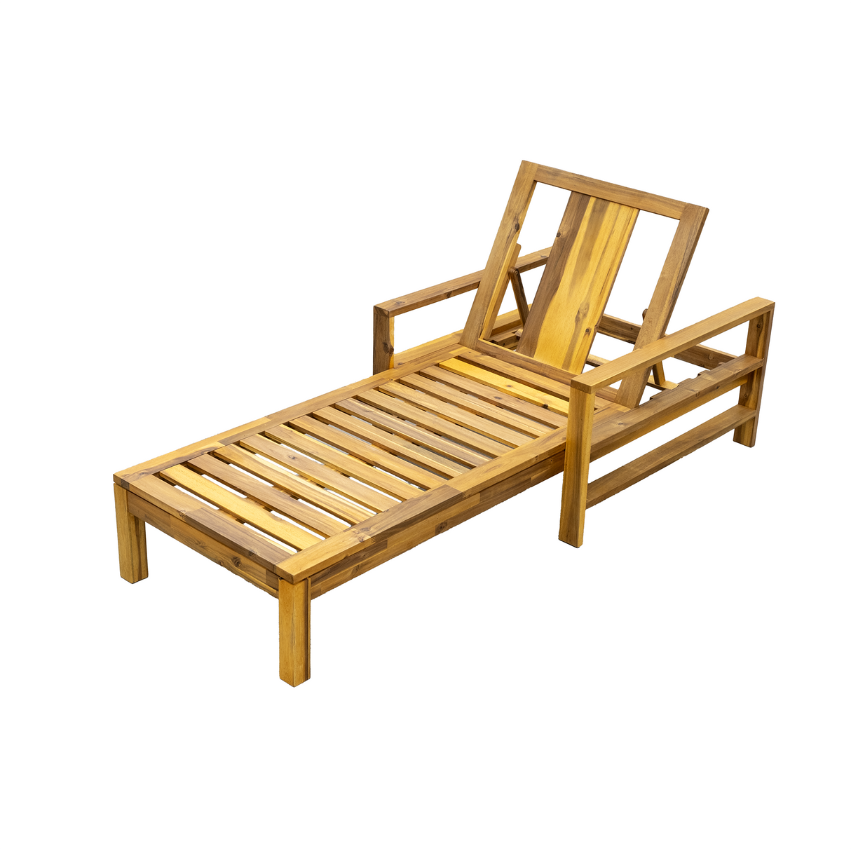 Acacia Wood Adjustable Backrest Outdoor Lounge Chair