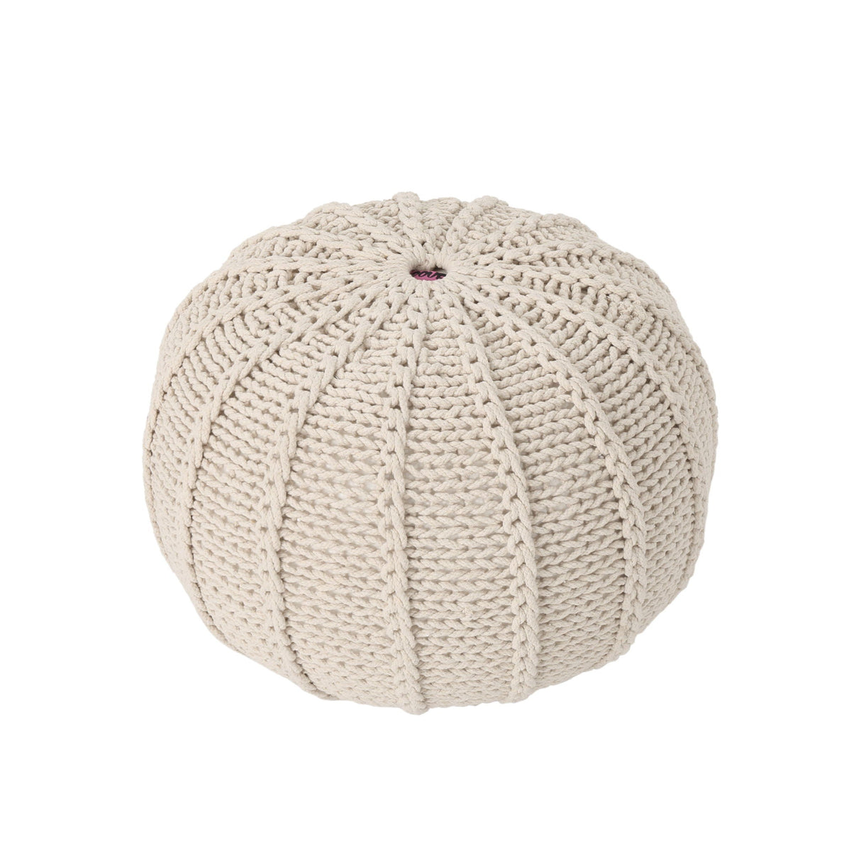 Bordeaux Knitted Cotton Round Pouf Ottoman and Floor Cushion