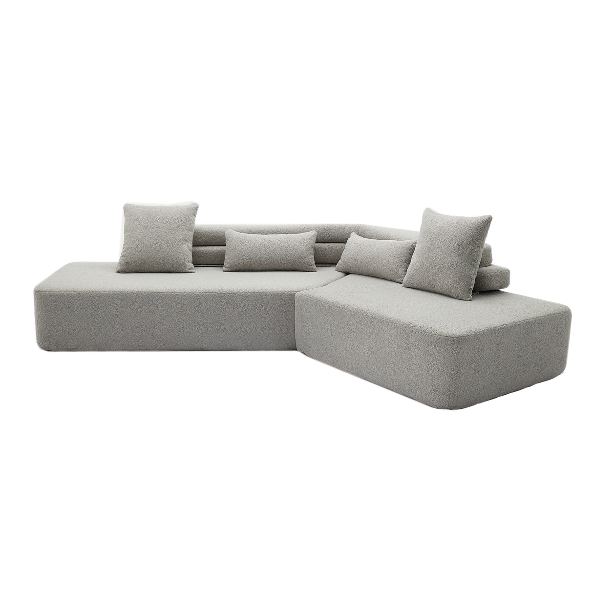 Minimalist Cloud Sectional Couch - 4-Seater in Light Gray