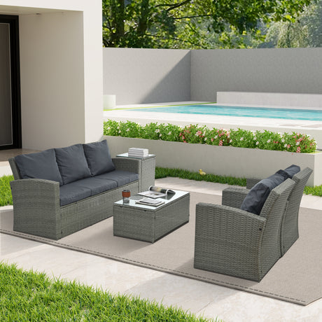 5-piece-wicker-furniture-set-with-tempered-glass-table-top-Outdoor-Furniture-Sets