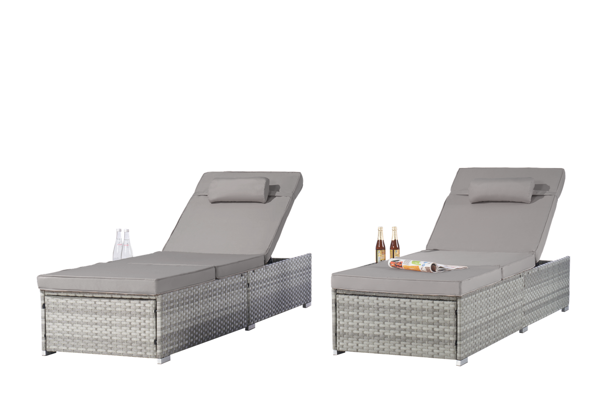 Outdoor Chaise Lounge Chair Set of 2 with Patio Pool Chairs Tanning Lounges