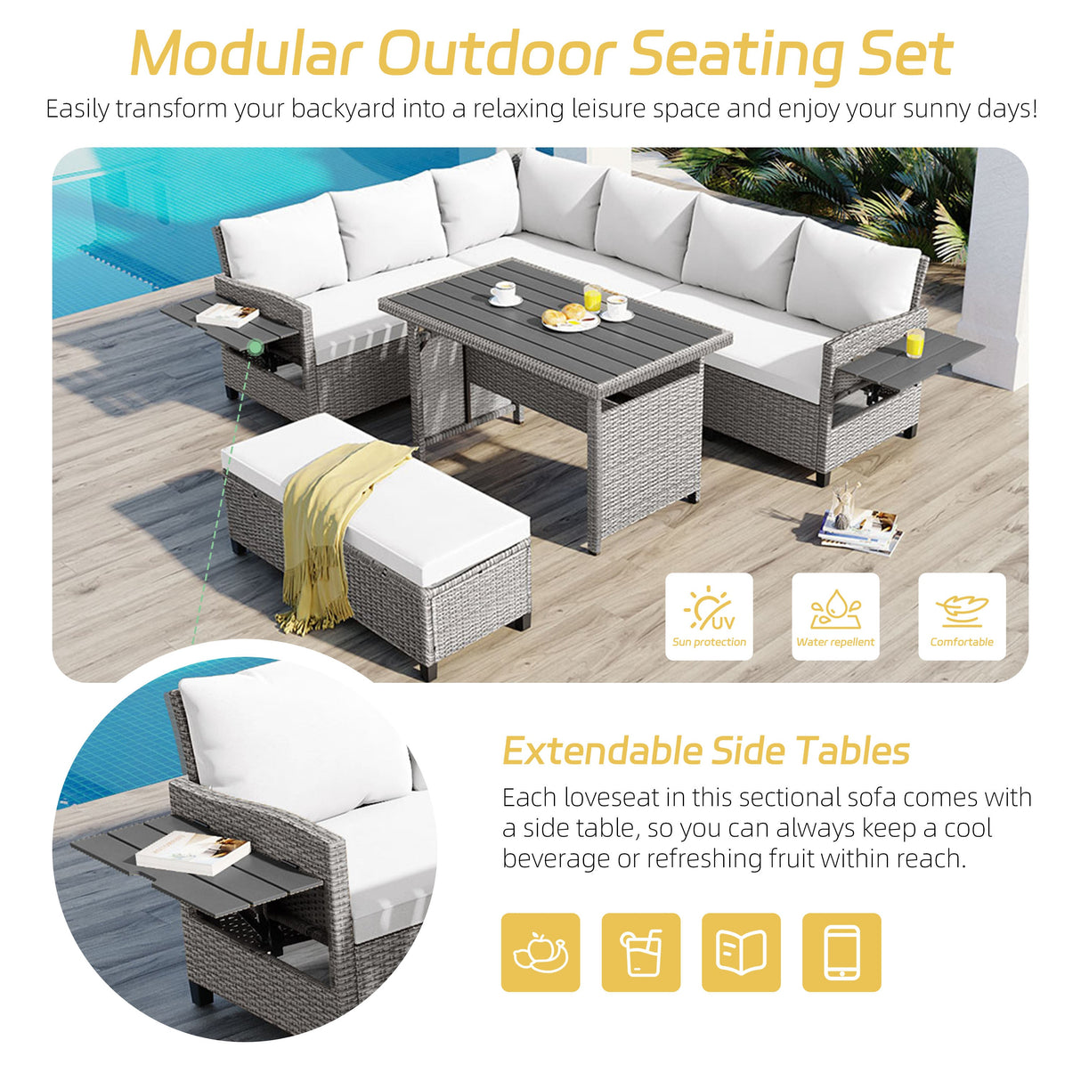 Tomax 5-Piece Outdoor Patio Rattan Sofa Set