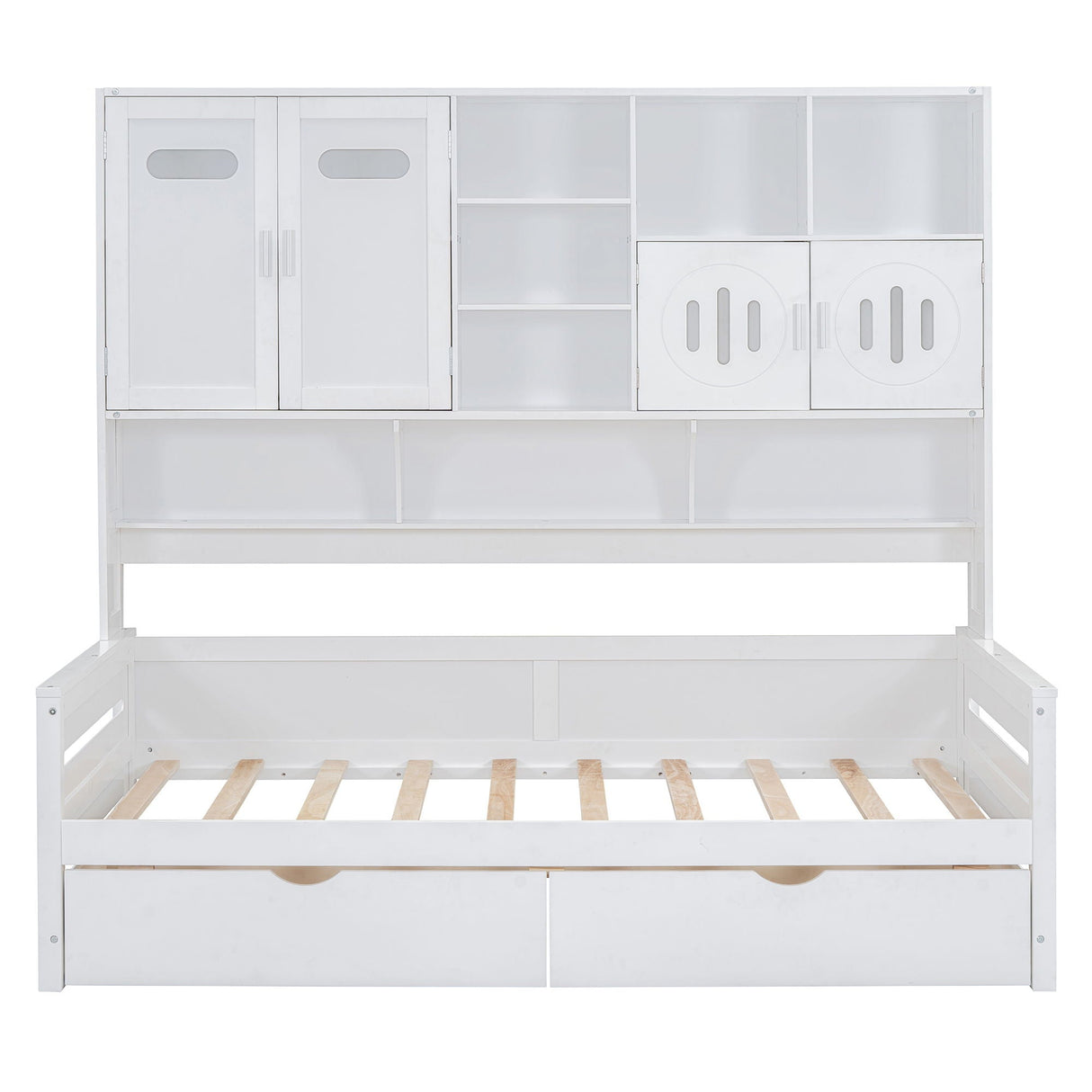 Daybed With All-In-One Cabinet And Shelf