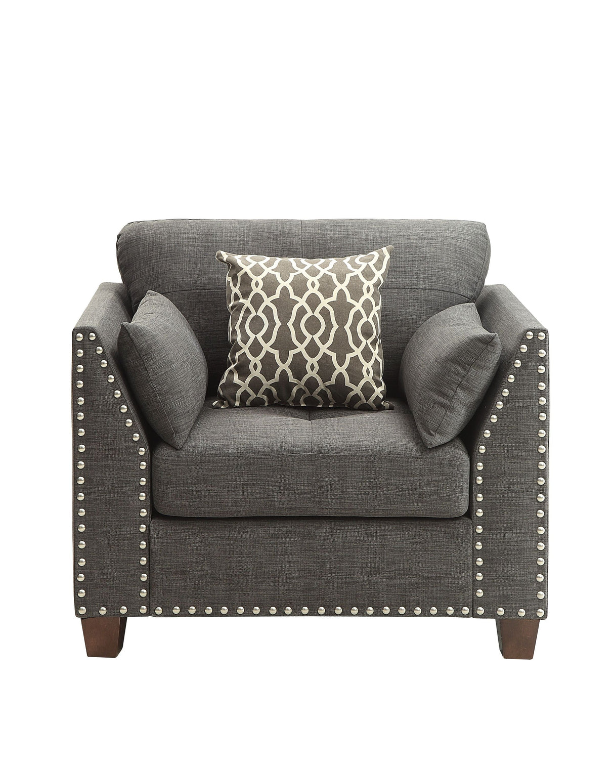 Laurissa Light Charcoal Linen Chair with 3 Pillows