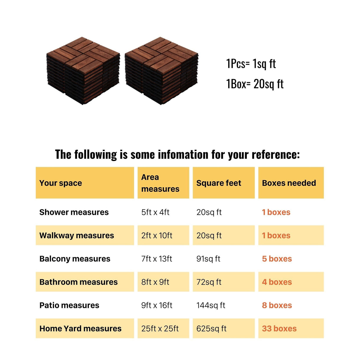 Acacia Wood Interlocking Deck Tiles Checker Pattern For Outdoor Flooring