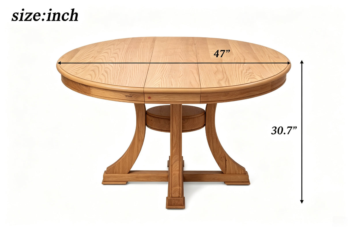 Extendable Round Rubber Wood Dining Table