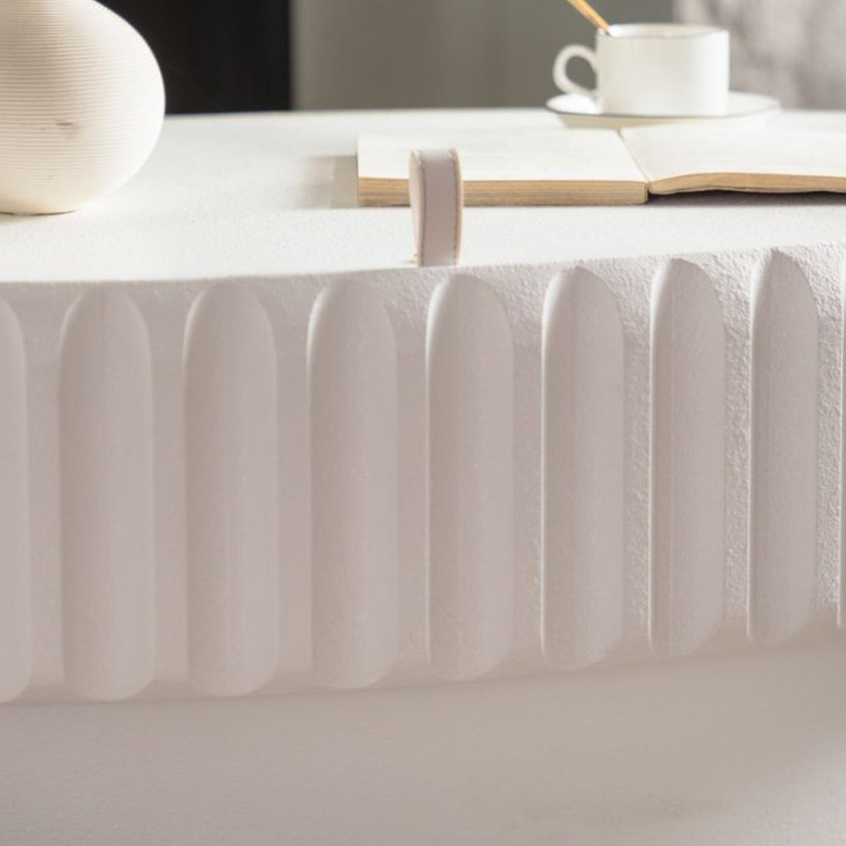 Fluted Storage Table with Lift-Off Lid