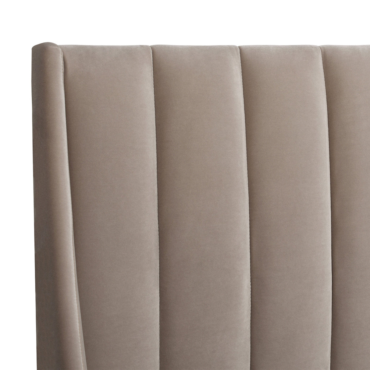 Aspen Vertical Tufted Headboard Platform Bed Set, King, Mink Beige Performance Velvet