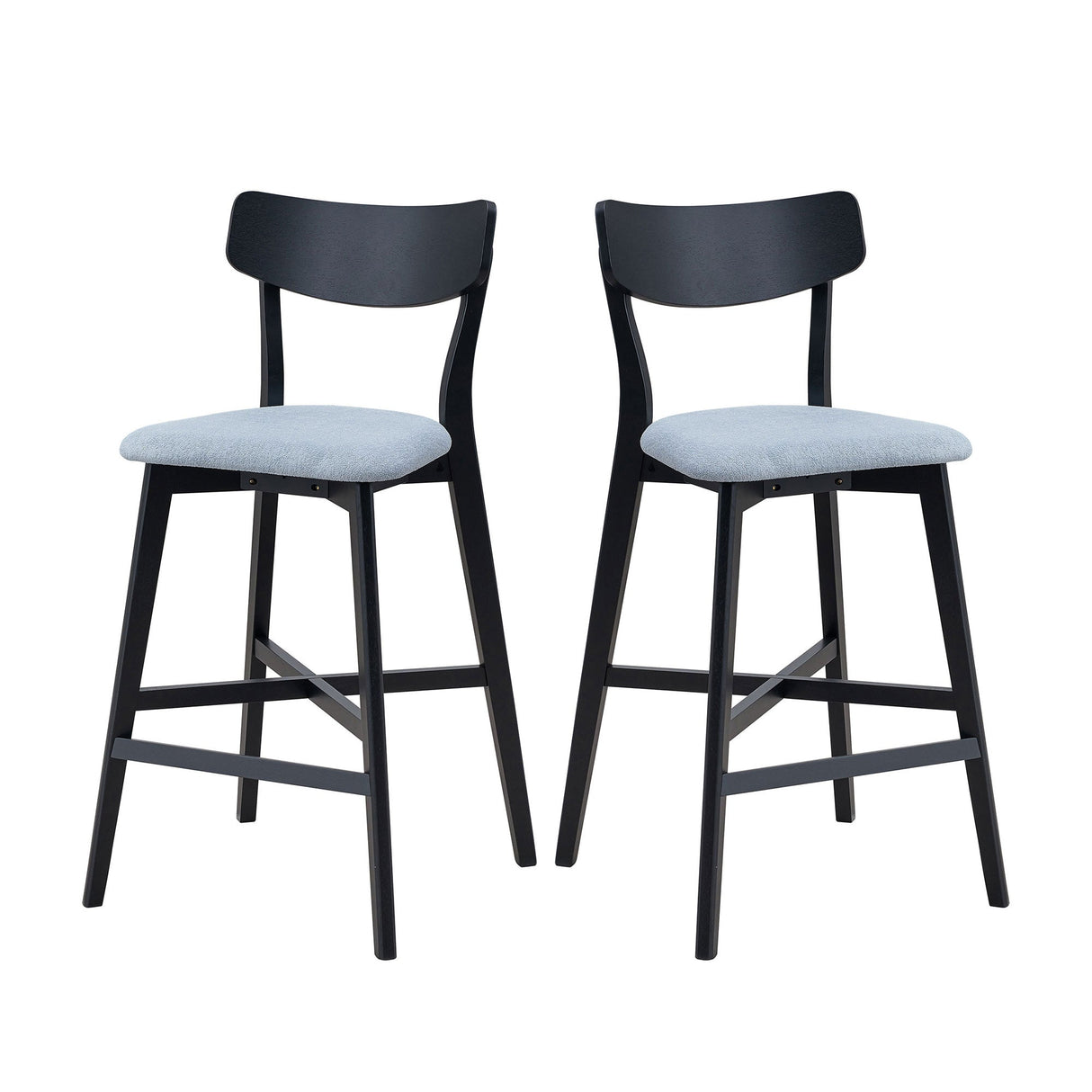Wooden Bar Chairs Set of 2, Modern Soft Upholstered Kitchen Island Chairs