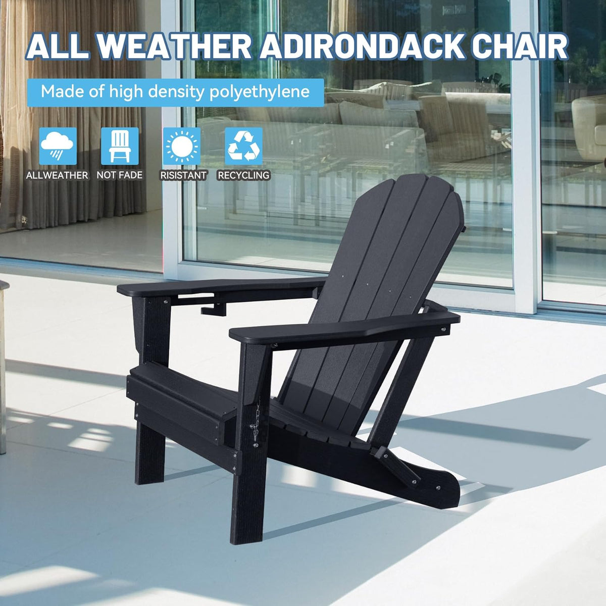 Adirondack Chair, Plastic Adirondack Chairs, HDPE Adirondack Chair, Folding Adirondack Chairs,Outdoor Chairs with Cup
