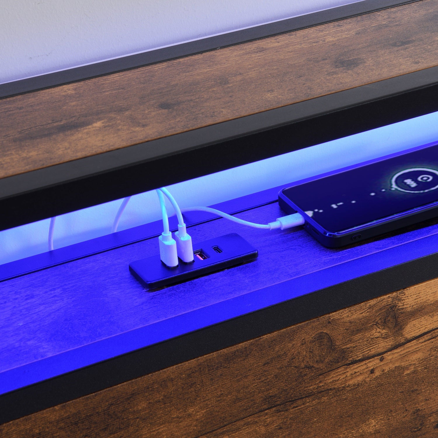 Bed frame with storage, led headboard, drawers & usb port