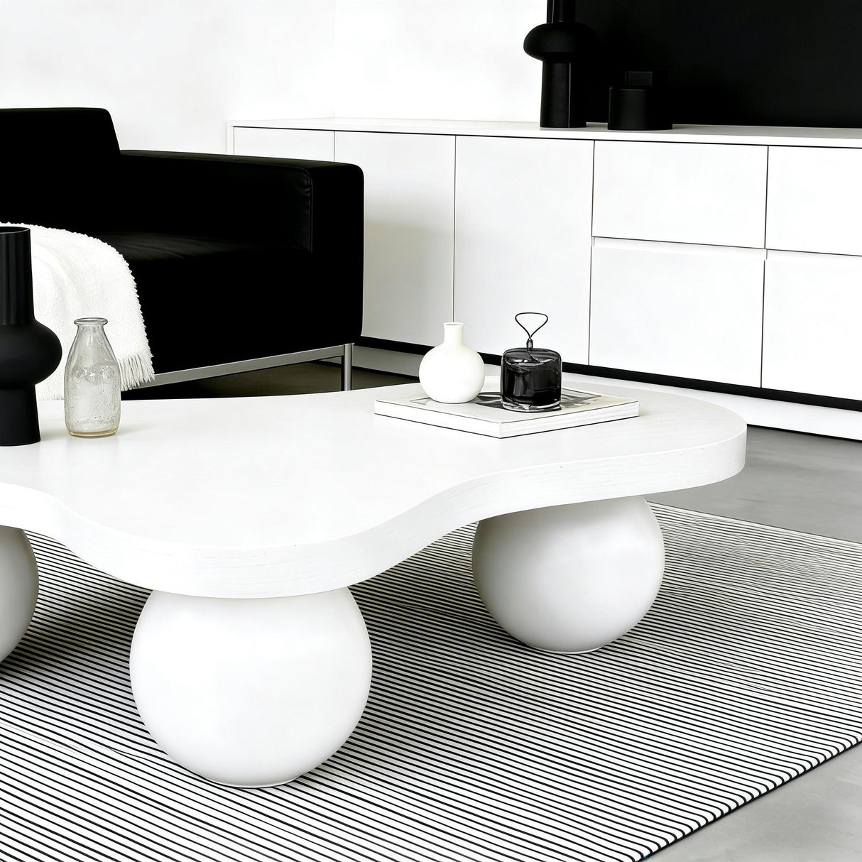 Cloud Shaped Coffee Table With 3 Ball Legs For Living Room