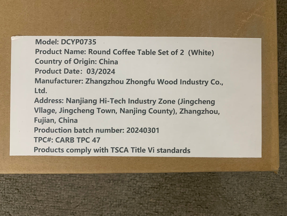 Nesting Coffee Table Set of 2, 27.6inch Round Wood Marble Pattern Top with Sturdy Metal Frame