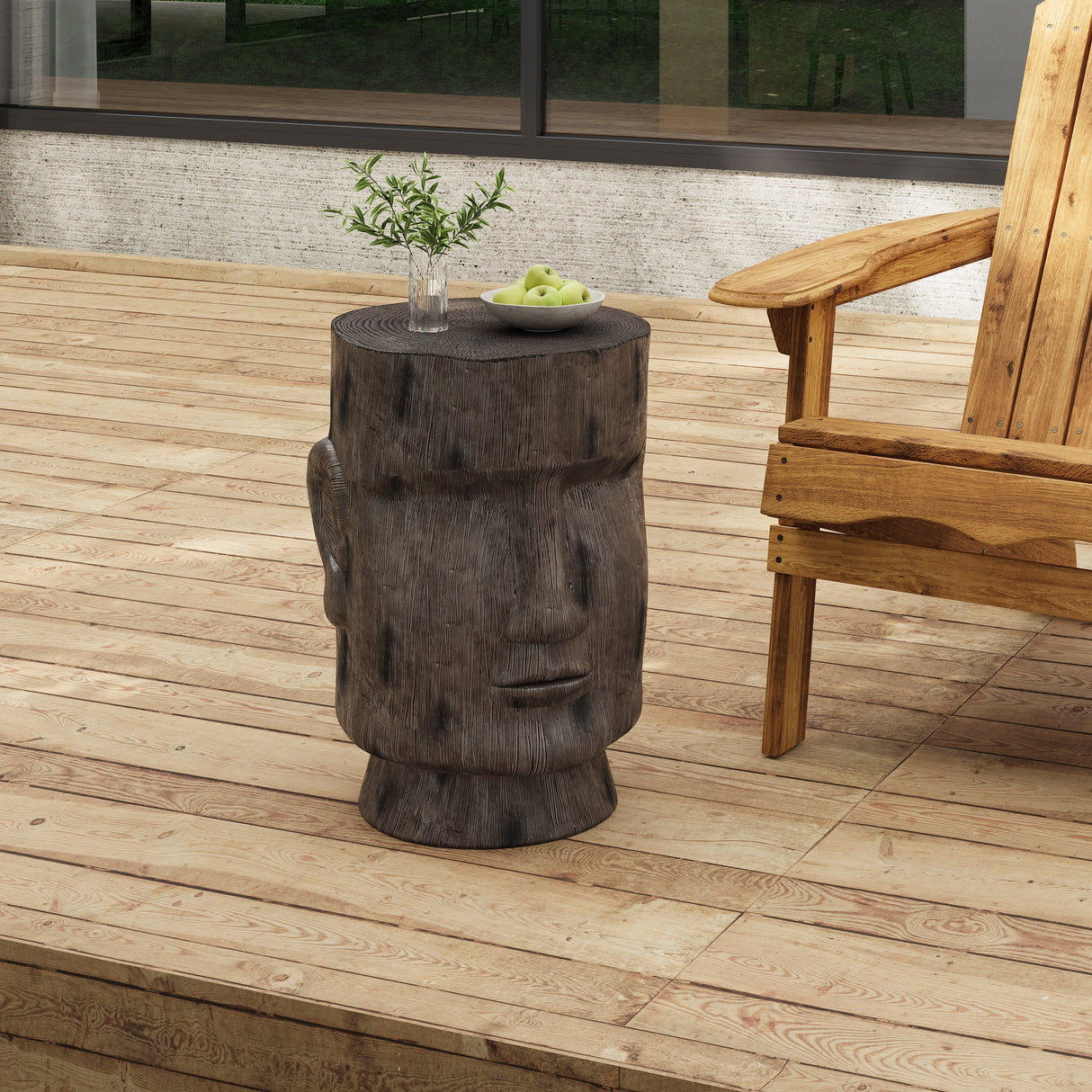 Outdoor Side Table - Easter Island Moai Statue Pedestal
