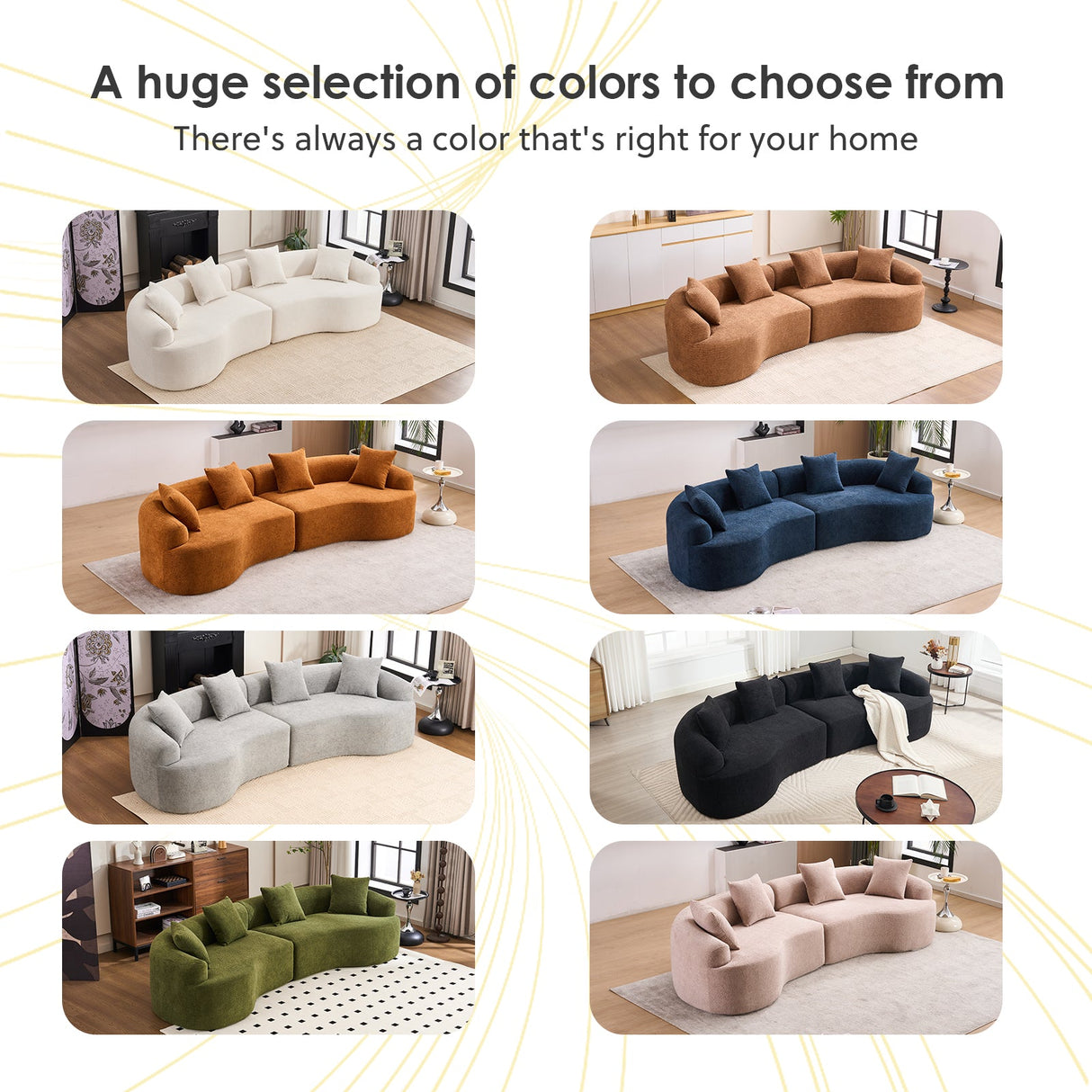 LY-025 Modular Sleeper Sectional Sofa, 4-Seater with Wood Grain Chenille Fabric