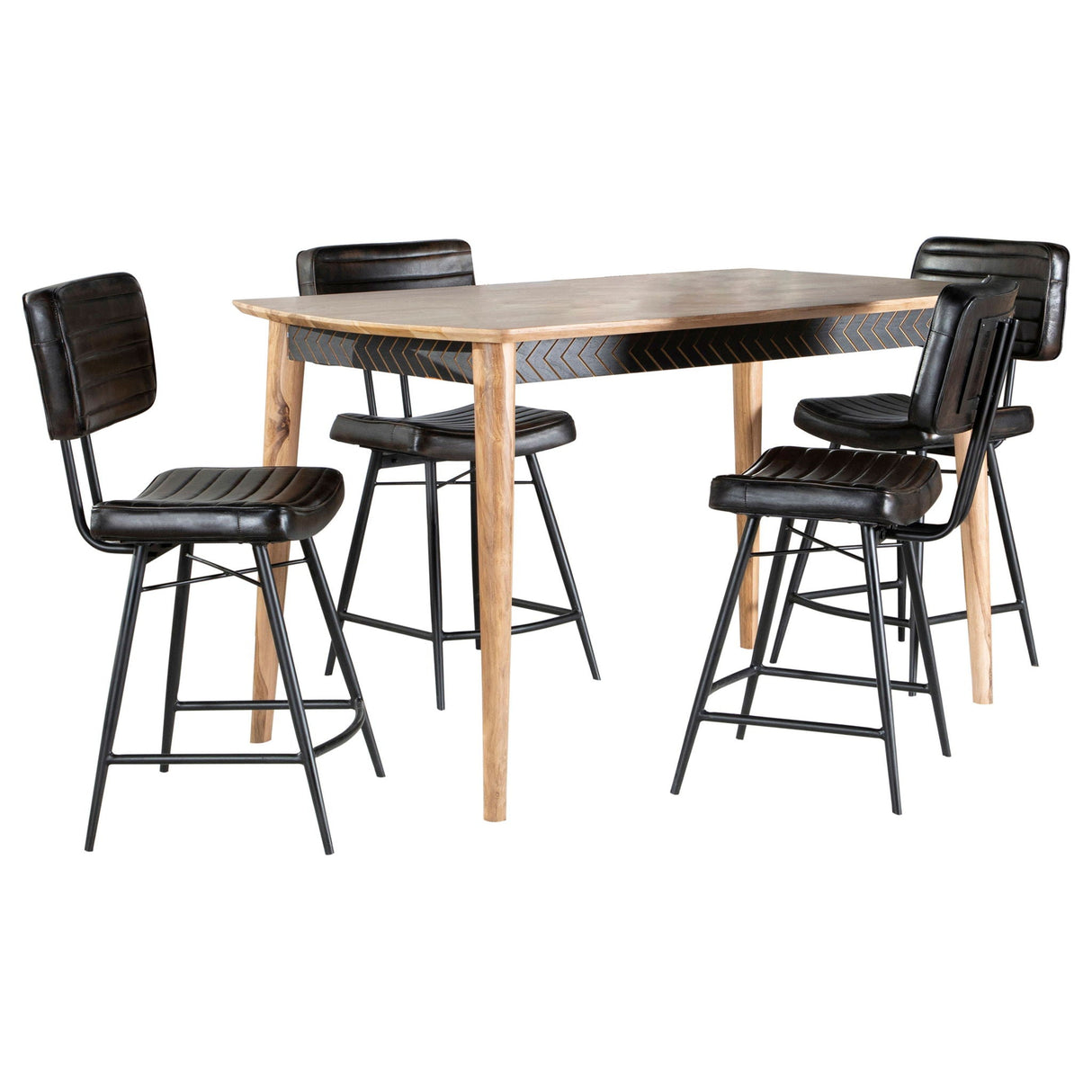 Senko - 5 Piece Counter Dining Set With Upholstered Chairs - Antique Espresso
