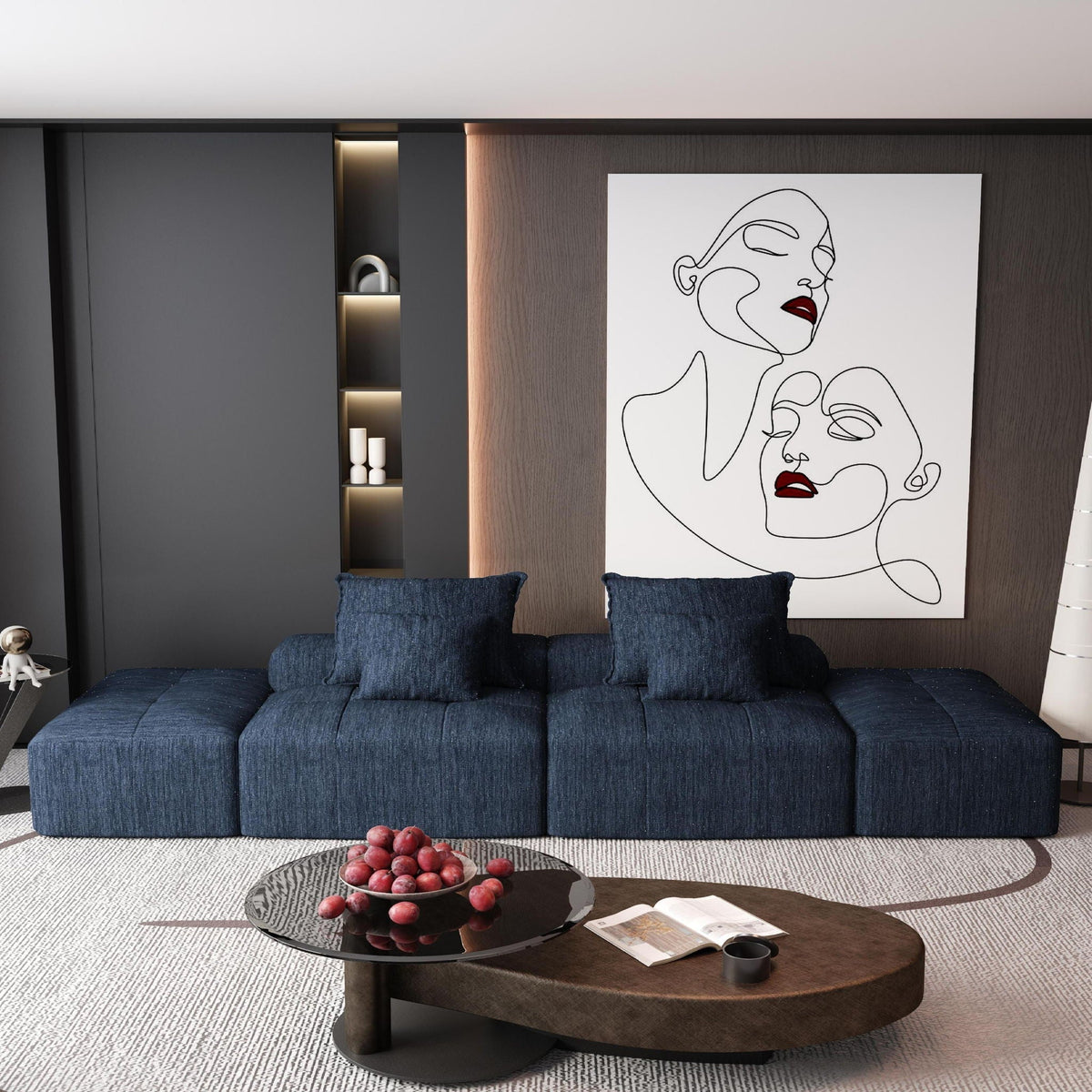Modern Oversized Modular Sectional Sofa with Pillows - Multiple Colors
