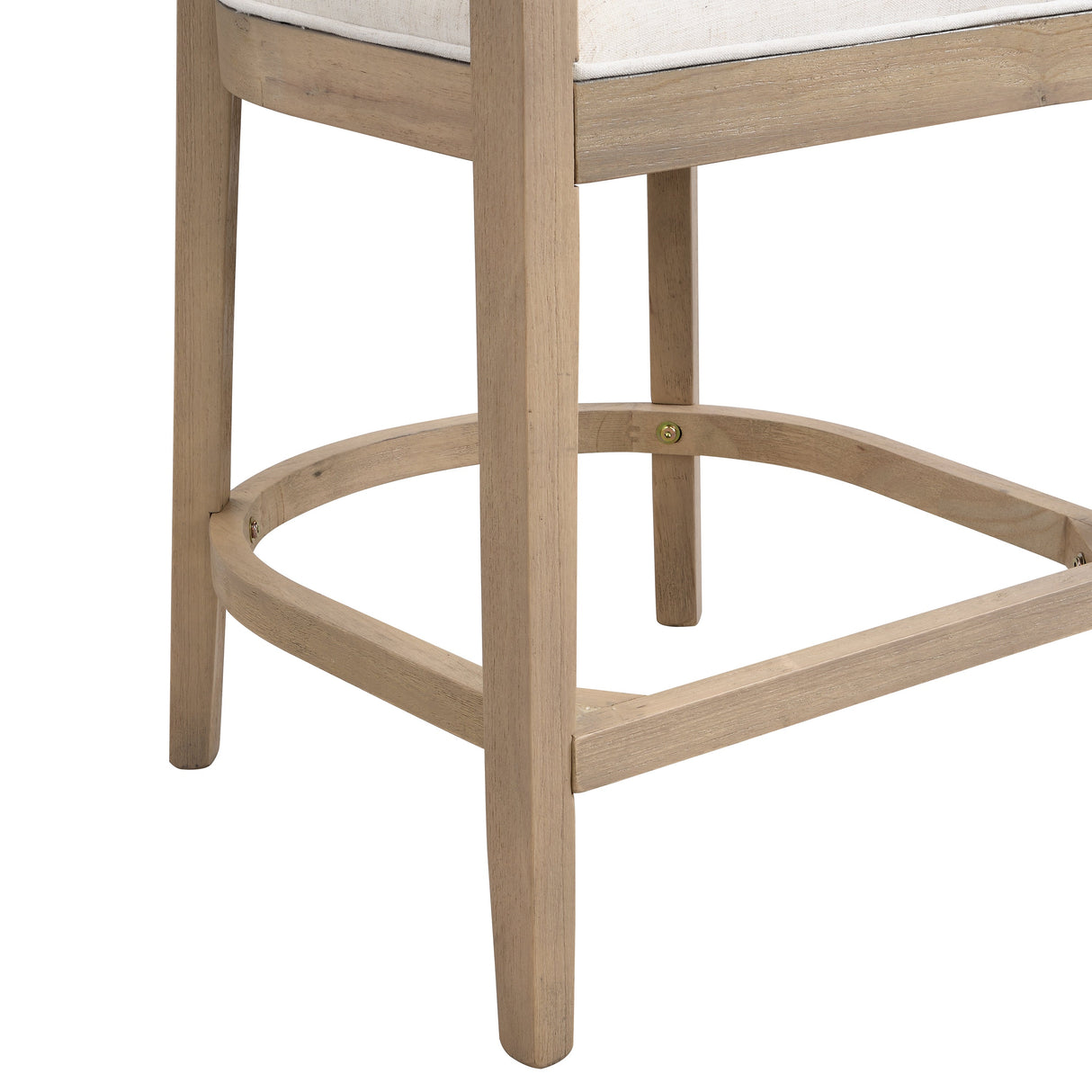 Modern Rubberwood Counter Stool Set of 2 with Upholstered Seats