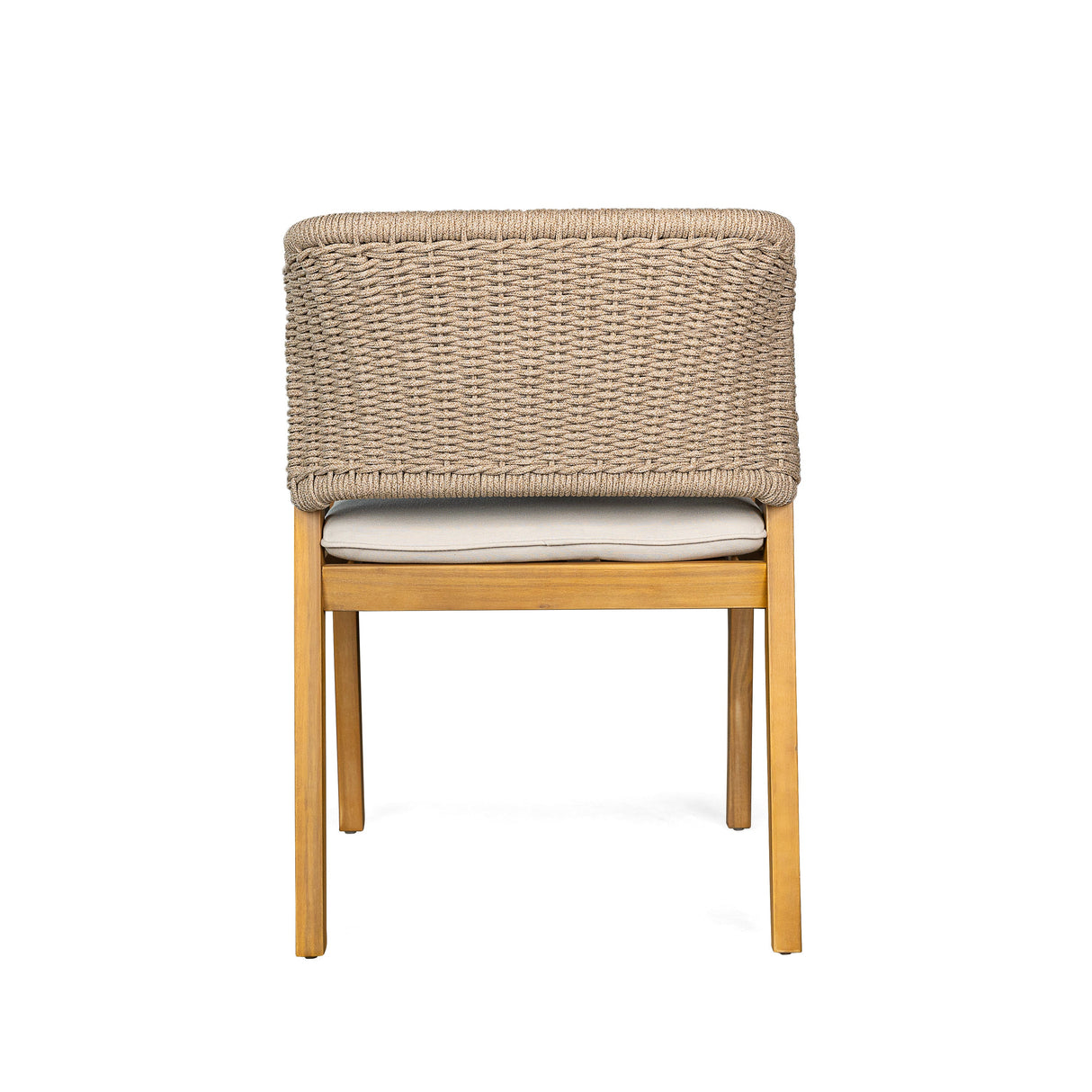7-Piece Outdoor Dining Set, Acacia Wood Table & 6 Acacia Wood Rope Chairs