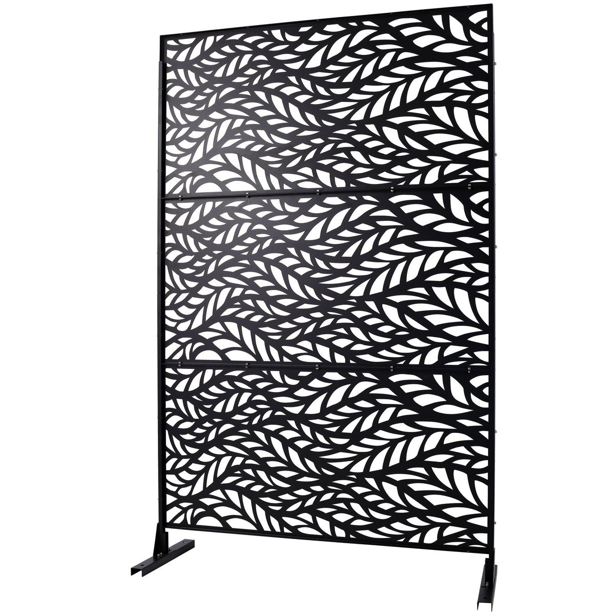 Outdoor & Indoor Privacy Screen Metal Privacy Screen, Freestanding Decorative Privacy Screen For Deck Balcony Patio - Black