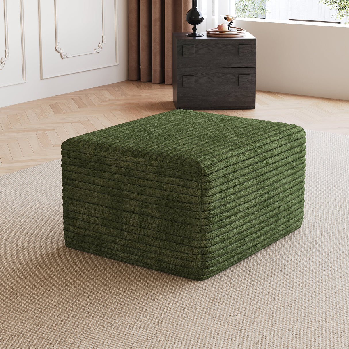 Green Sofa Ottoman – Plush Corduroy Fabric