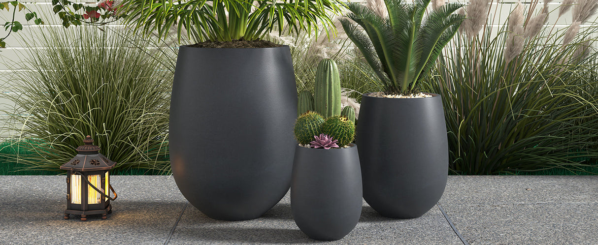 Lightweight Round MGO Outdoor Planter Set - 3 Sizes