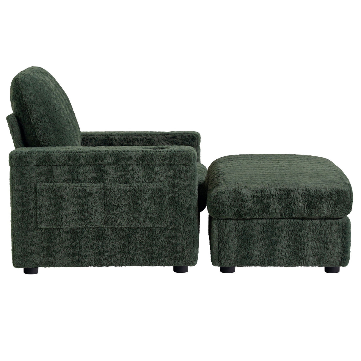 Oversized Chaise Lounge Indoor Rabbit Fur Sofa Bed With Storage Ottoman And Armrests Cup Holders With Deep Seat