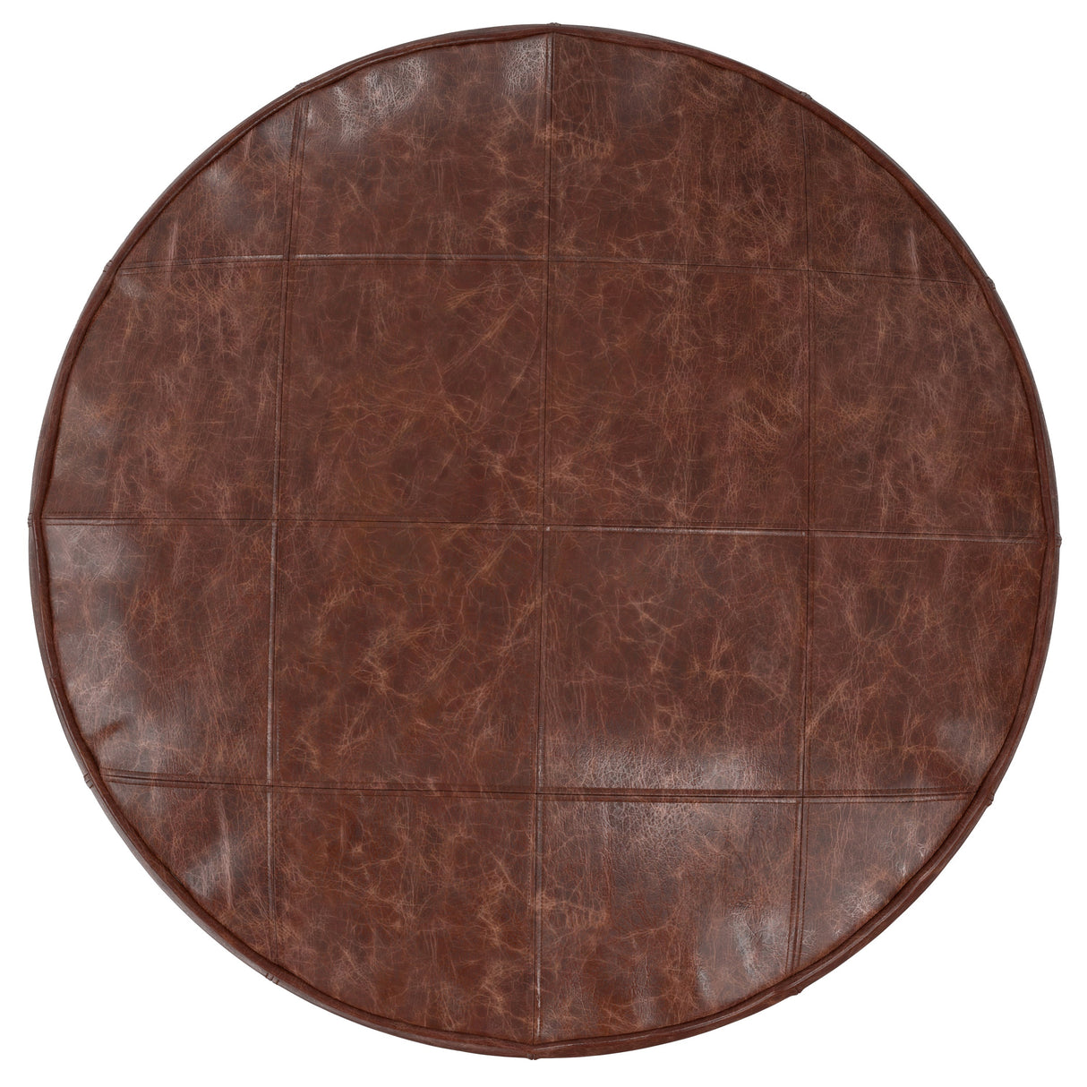 Connor 34" Round Coffee Table Pouf - Distressed Brown