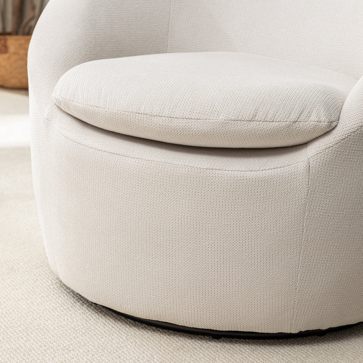 Winnie Modern Teddy Fabric Barrel Chair, 360° Swivel