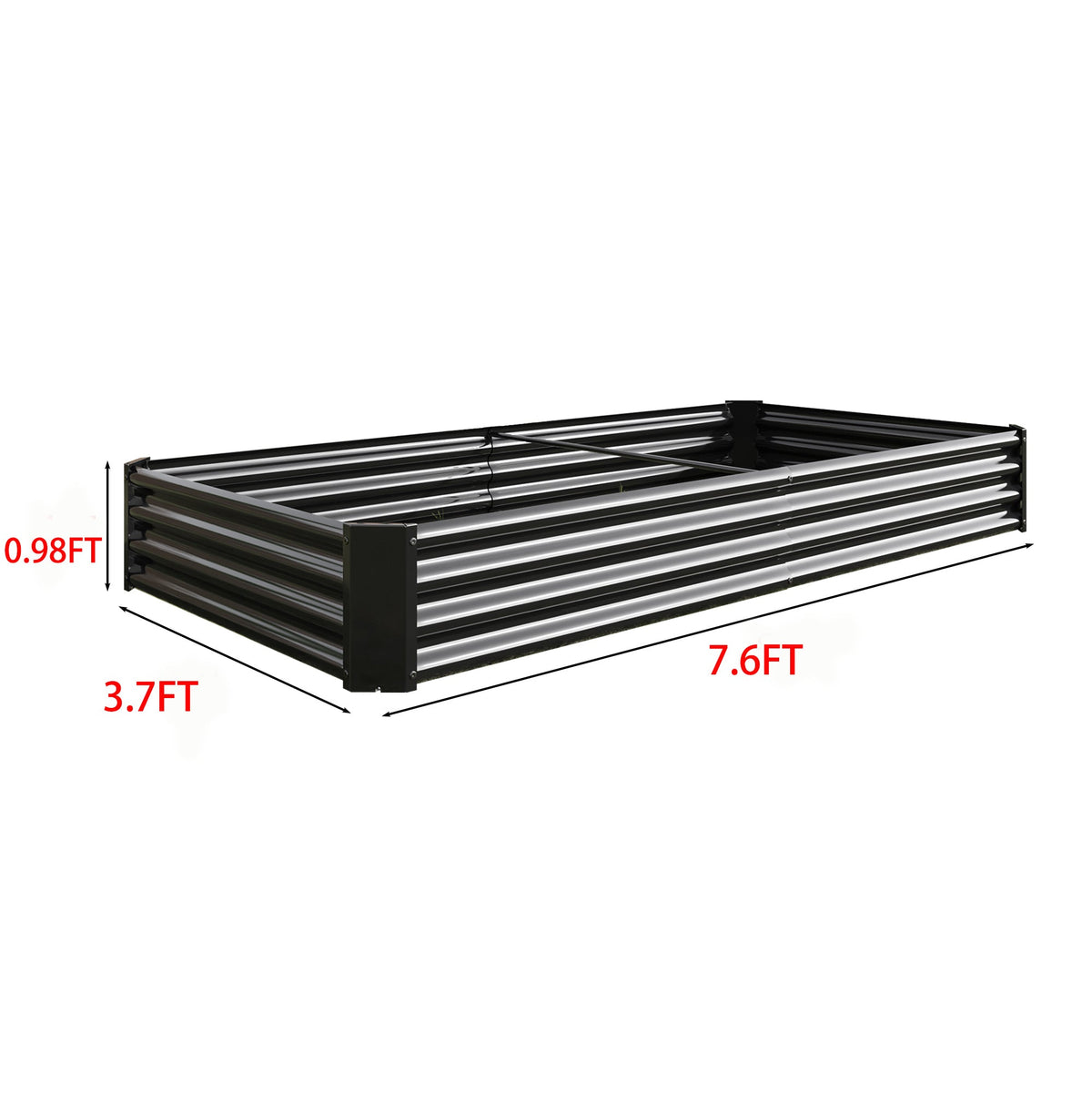 Raised Garden Bed Kit - Metal 7.6x3.7x0.98ft for Flower Planters, Vegetables, Herb