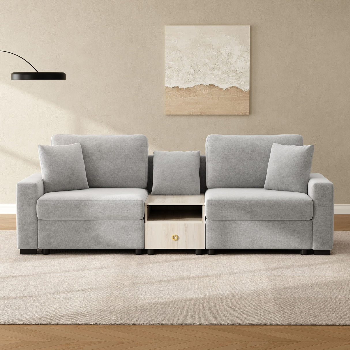 Modular Sofa Couch With Storage Armrest and Center Console