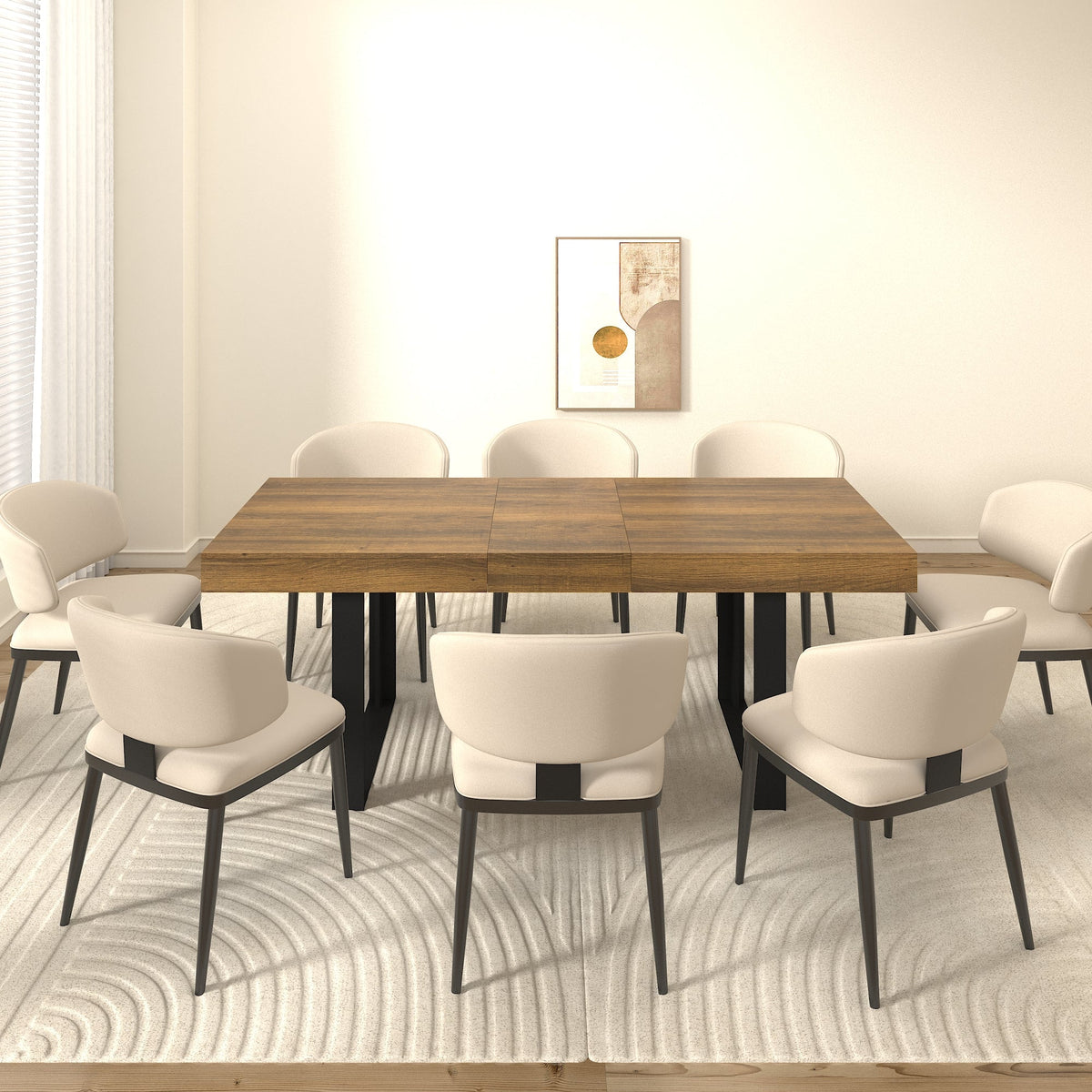 Rectangle Extendable Dining Table for 6-10 People